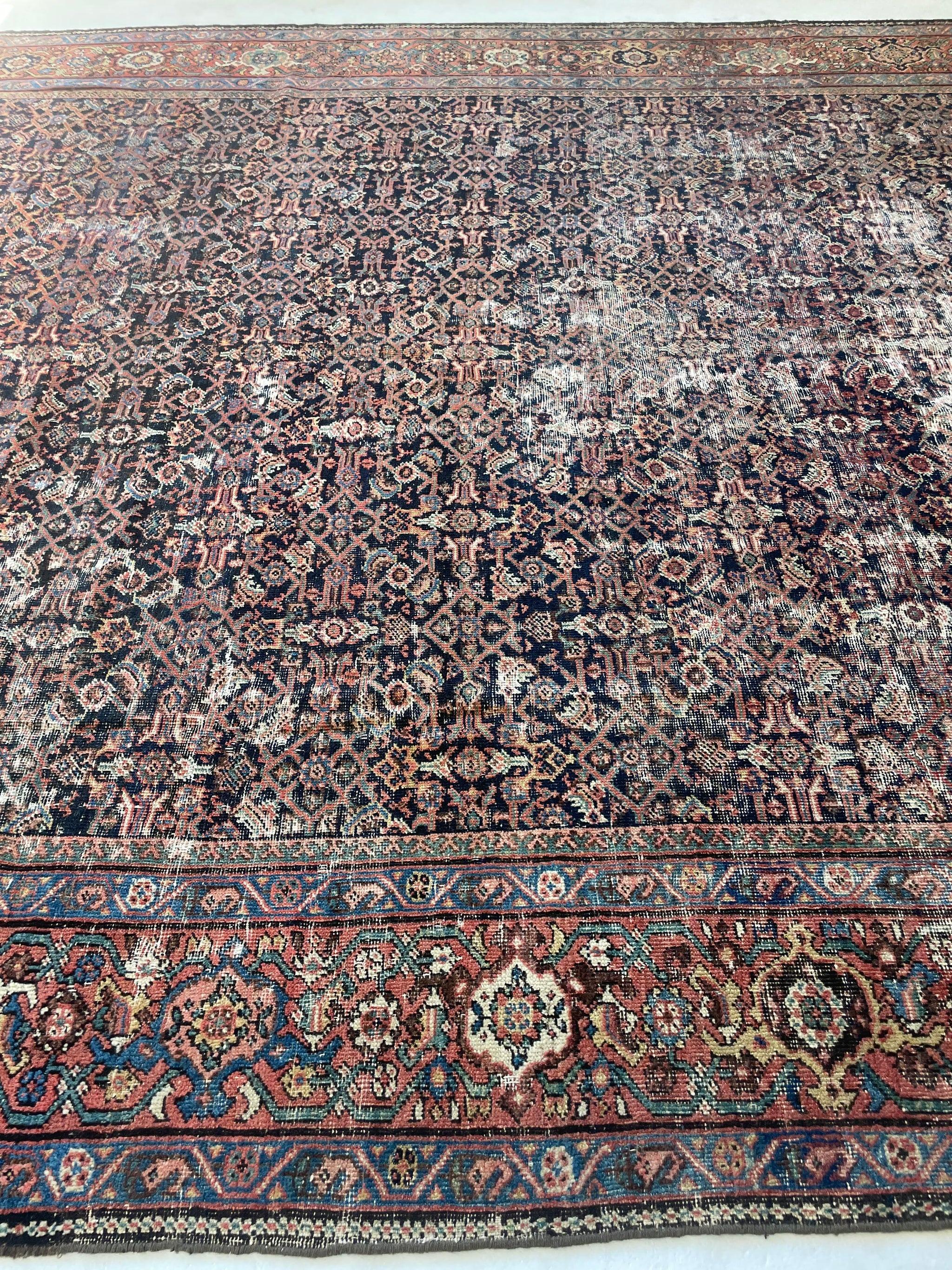 Antique Persian Carpet Rug in Deep Old-World Indigo, circa 1900-1915's For Sale 10