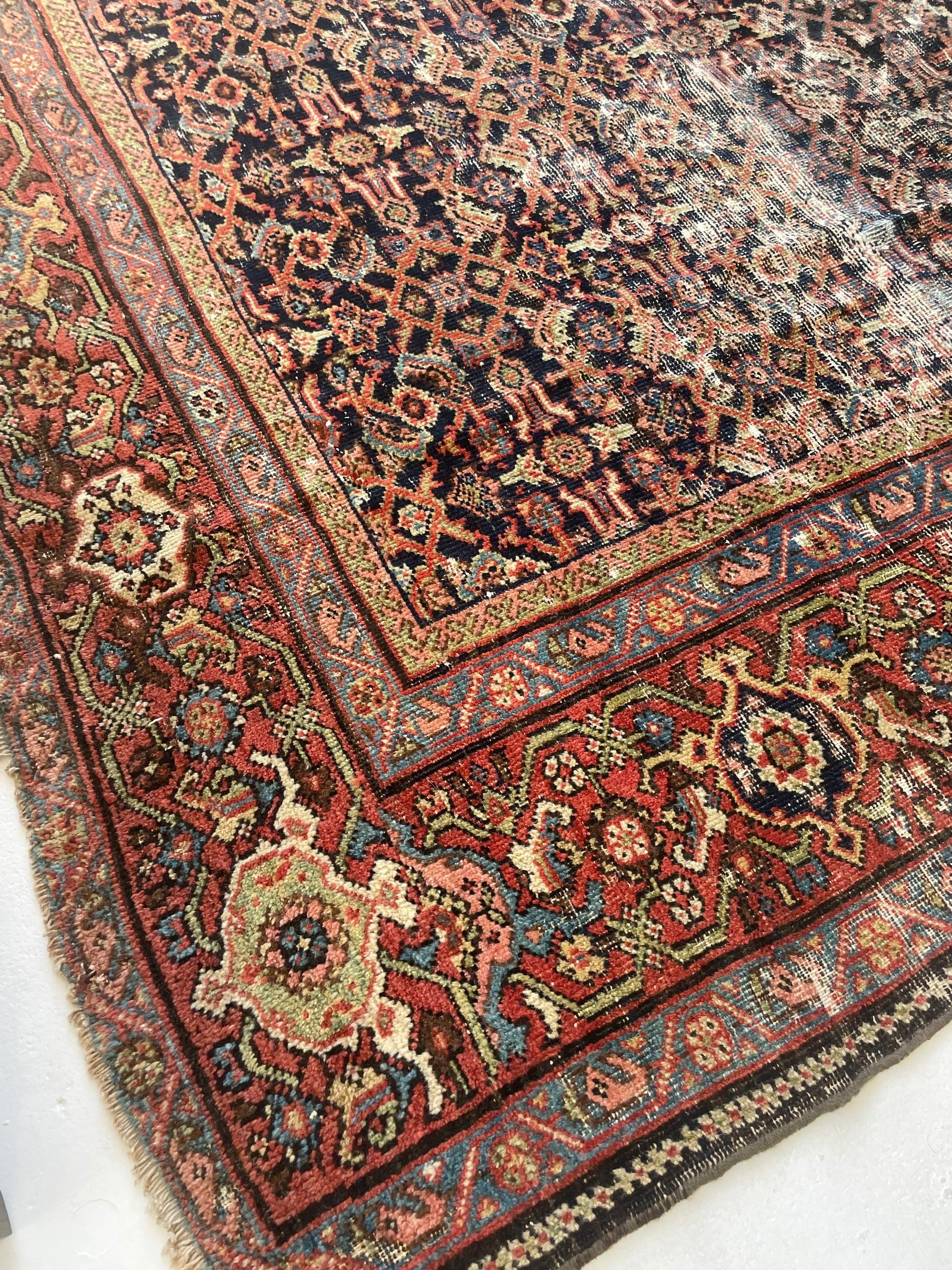 Antique Persian Carpet Rug in Deep Old-World Indigo, circa 1900-1915's For Sale 12