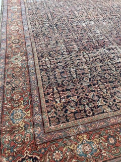 Antique Persian Carpet Rug in Deep Old-World Indigo, circa 1900-1915's