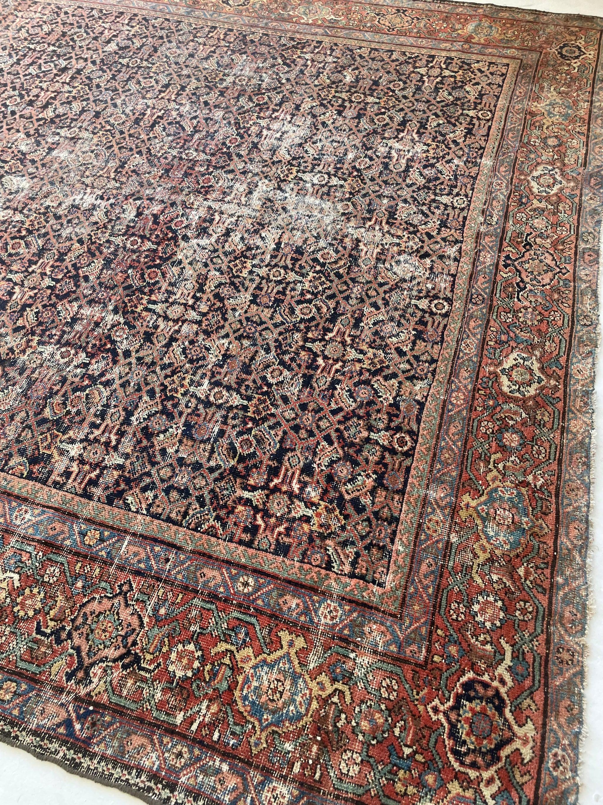 Antique Persian Carpet Rug in Deep Old-World Indigo, circa 1900-1915's For Sale 15