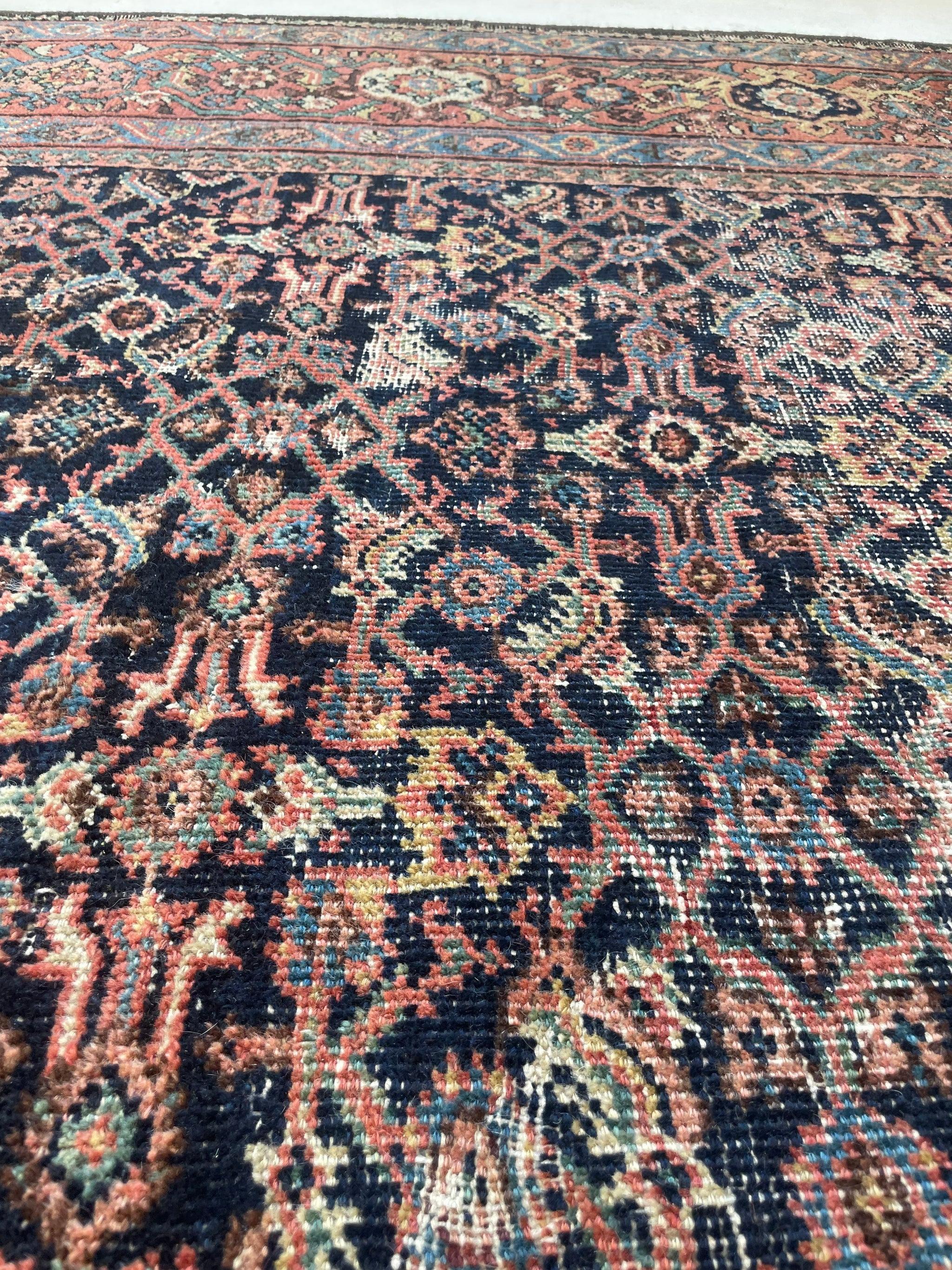 Antique Persian Carpet Rug in Deep Old-World Indigo, circa 1900-1915's For Sale 2