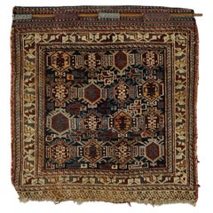 Antique Persian Caucasian Bag Face Oriental Wool Rug Mat Circa 1920