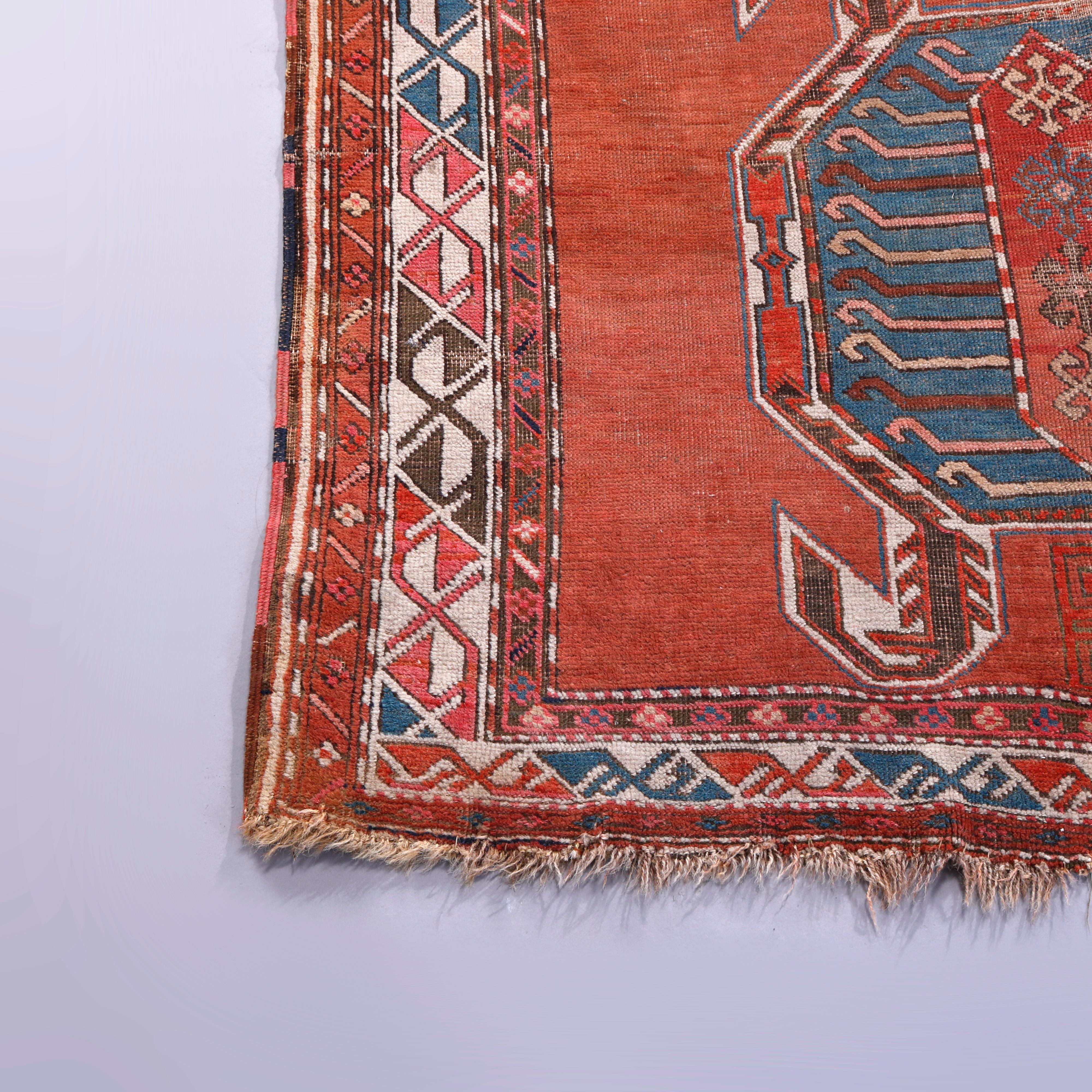 Antique Persian Caucasian Lenkoran Wool Figural Oriental Turtle Rug, Circa 1900 2