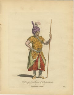 Antike persische Kostümdrucke, 3 Stück, handkolorierte Stiche, 1749