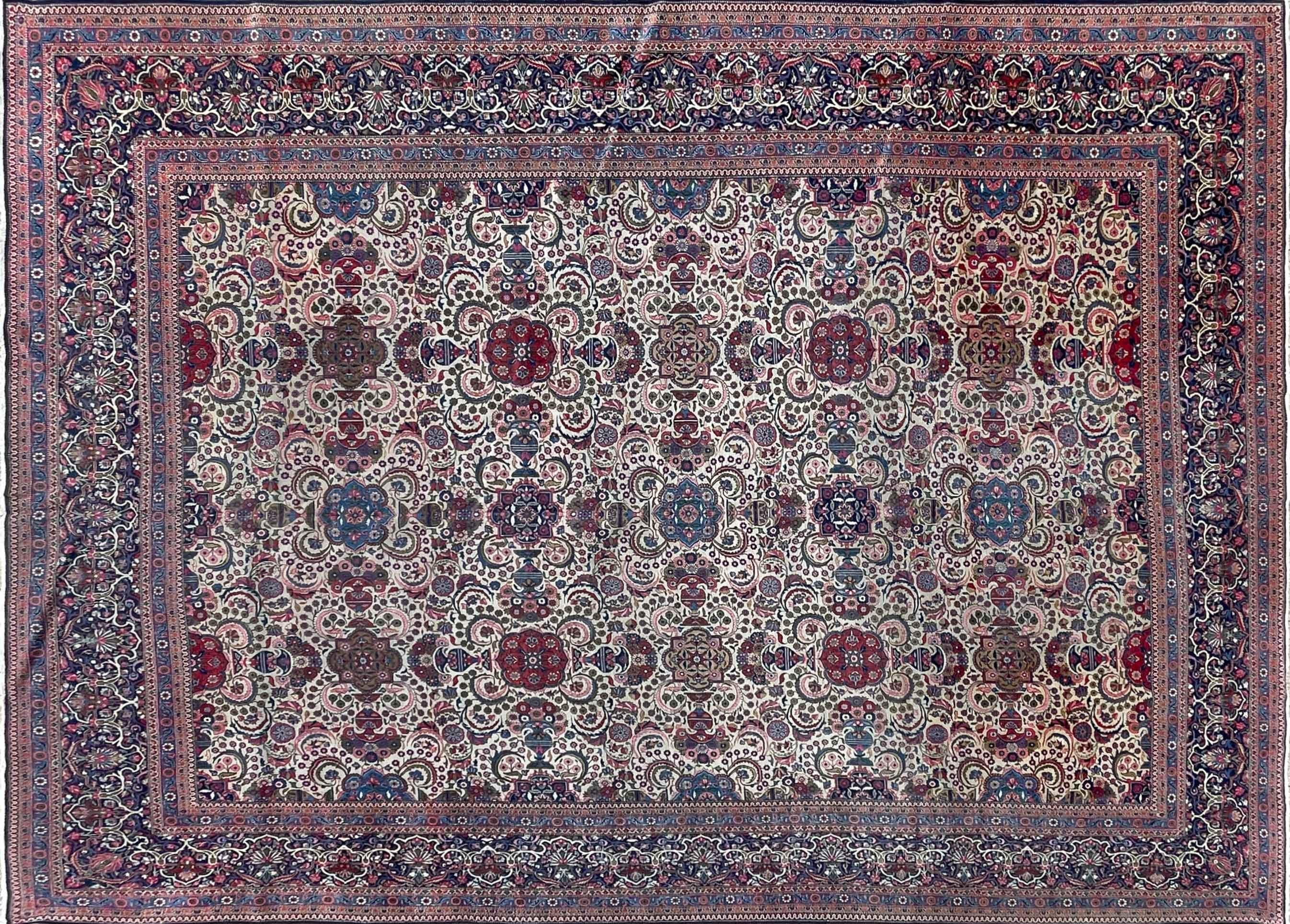 Hand-Knotted Antique Persian Dabir Kashan Carpet, Most Beautiful For Sale