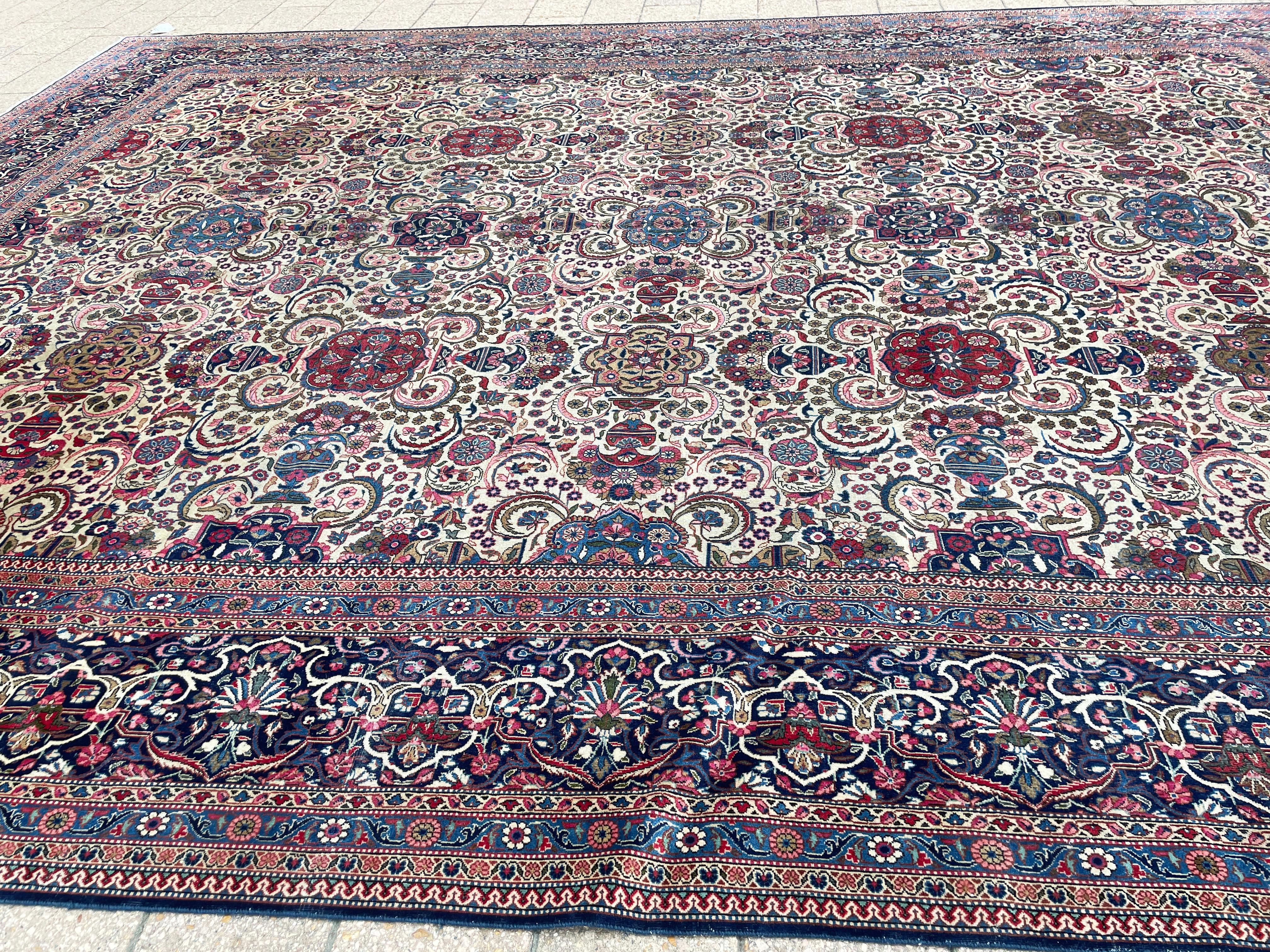 20th Century Antique Persian Dabir Kashan Carpet, Most Beautiful For Sale