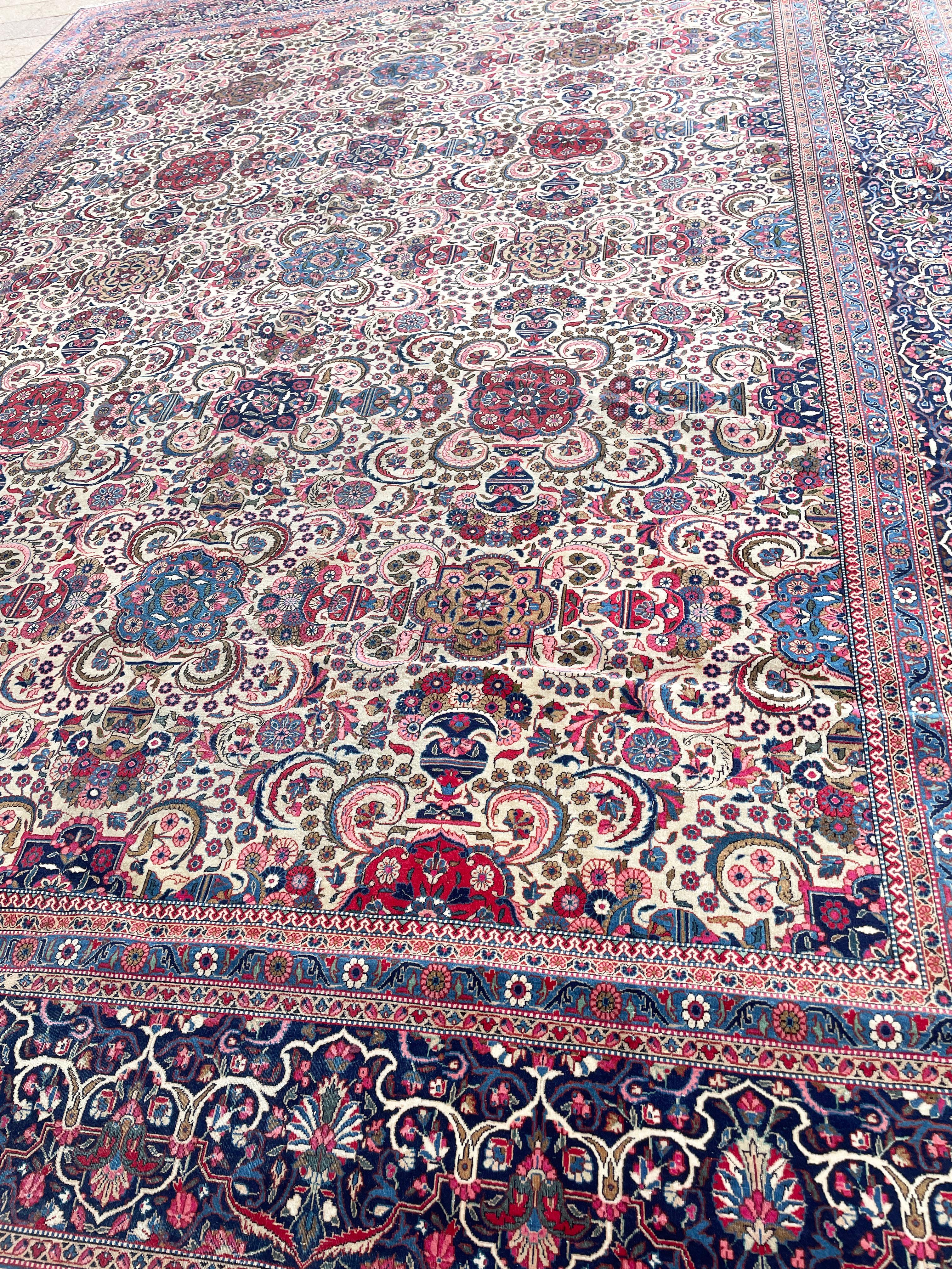 Wool Antique Persian Dabir Kashan Carpet, Most Beautiful For Sale