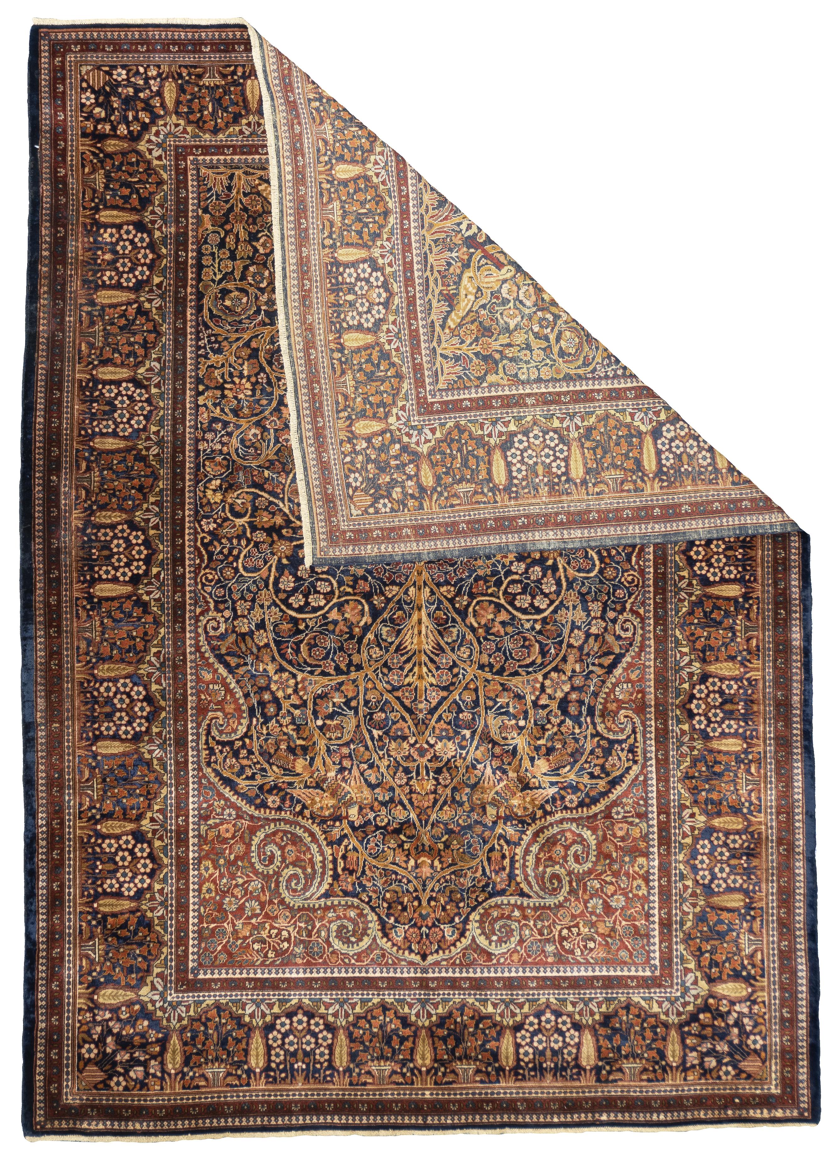 Antiker persischer Dabir Kashan Manchester-Teppich 5'0