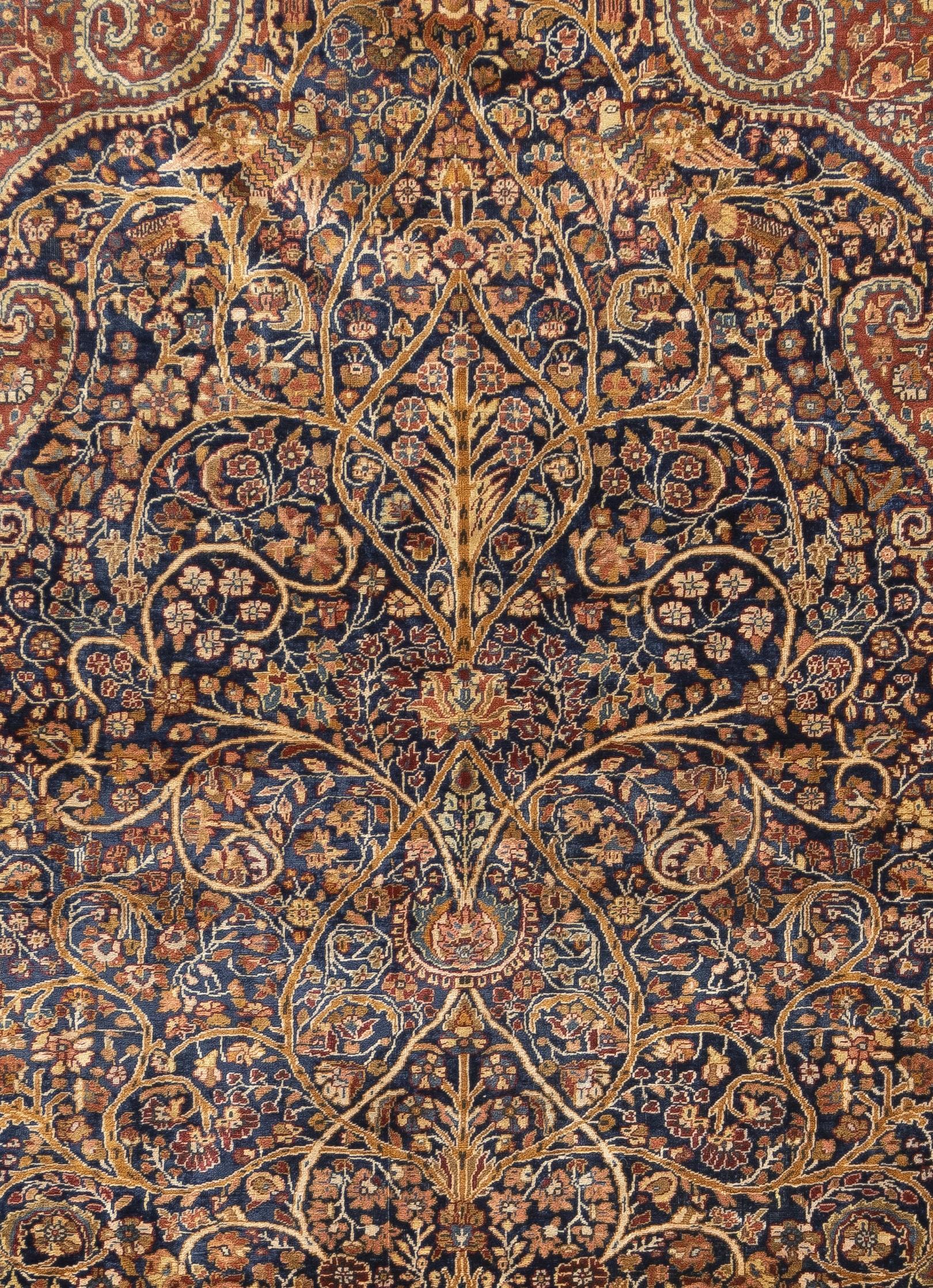 Antiker persischer Dabir Kashan Manchester Teppich 5'0