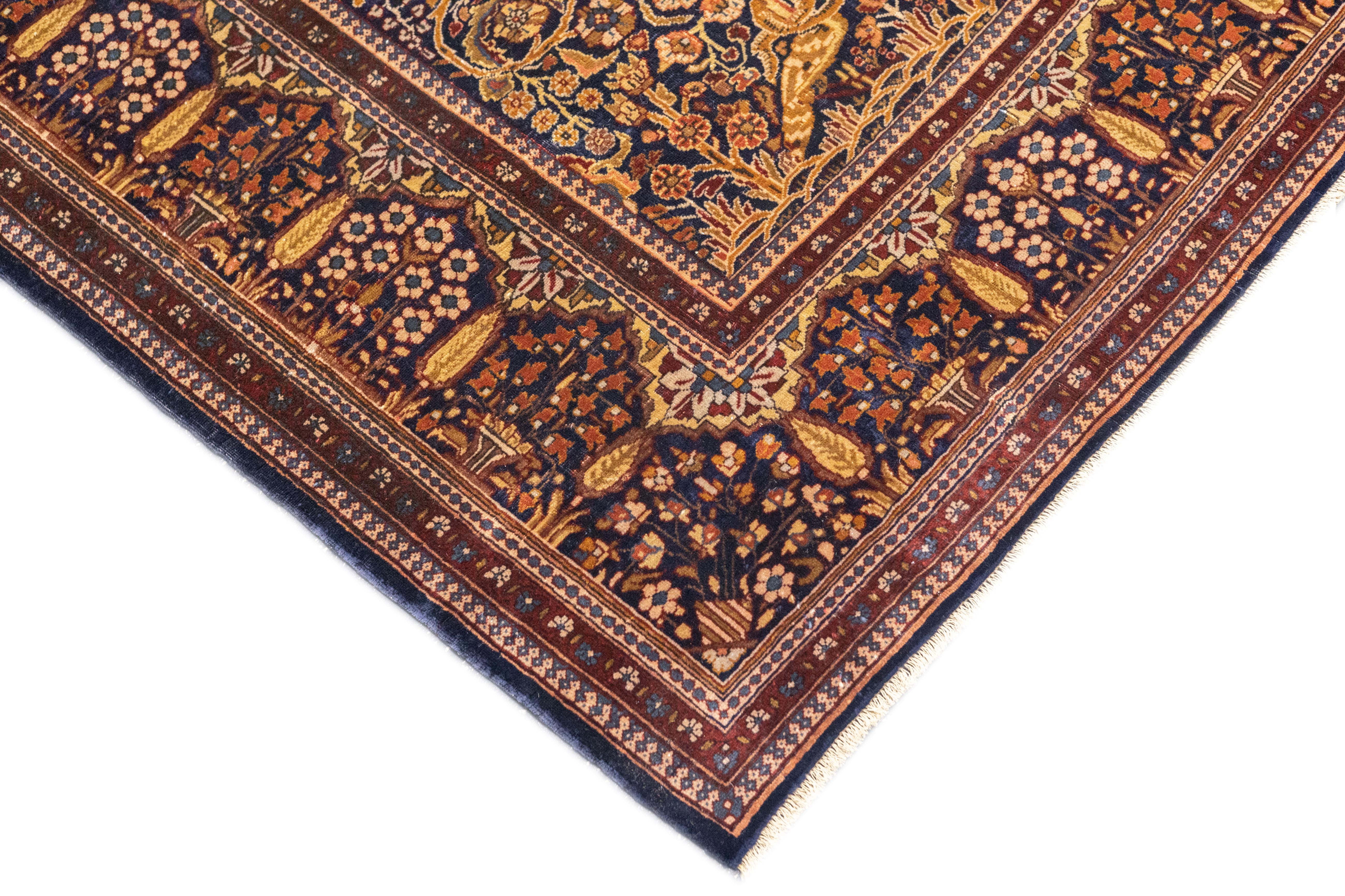 Antiker persischer Dabir Kashan Manchester Teppich 5'0