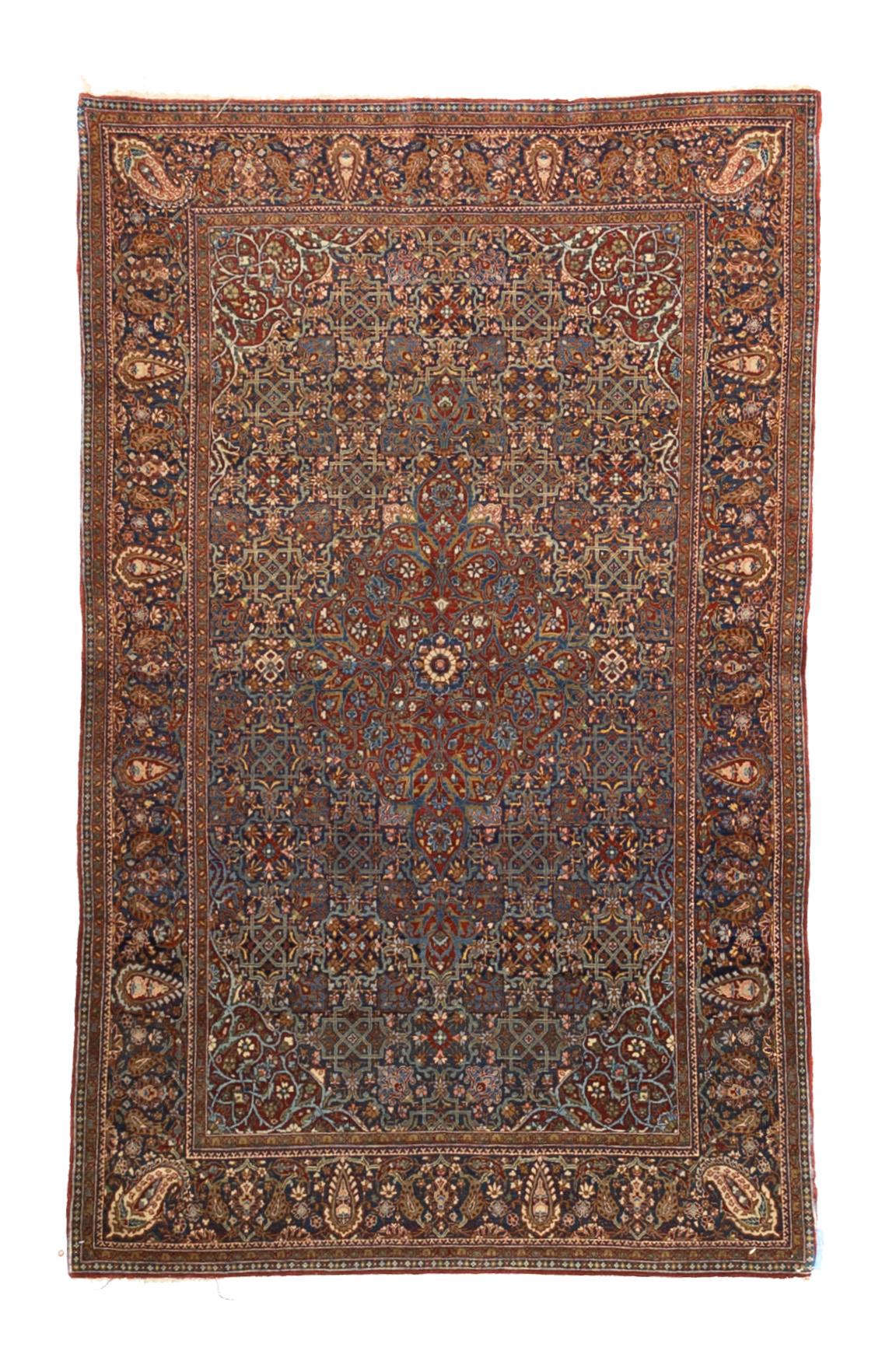 Noué à la main Tapis ancien persan Dabir Kashan 4'2