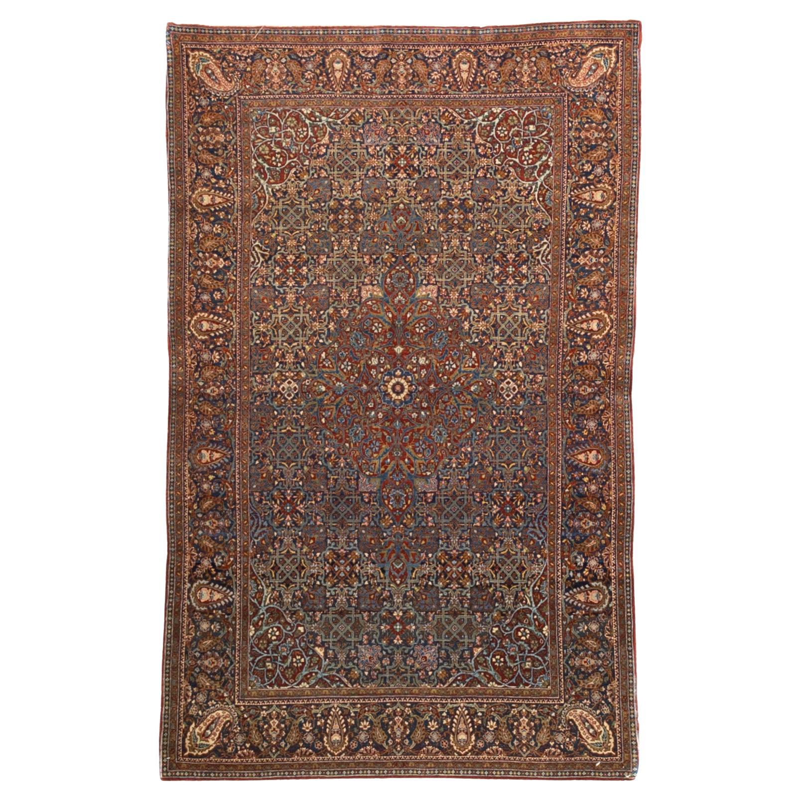 Antiker persischer Dabir Kashan Teppich 4'2" x 6'8"