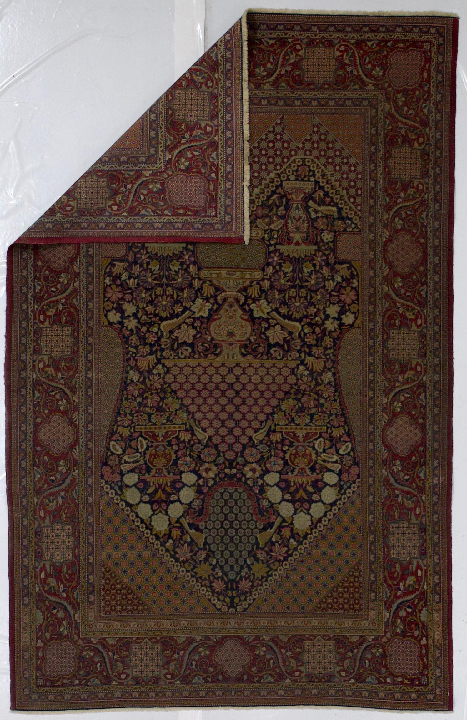 Antiker persischer Dabir Kashan Teppich 4'3