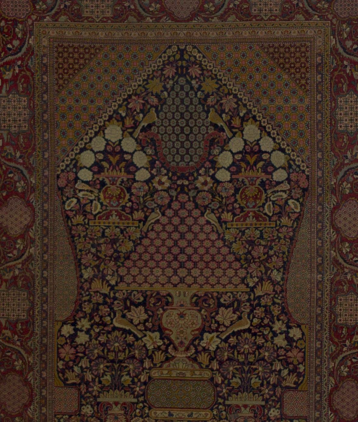 Antike persische Dabir Kashan Teppich 4'3