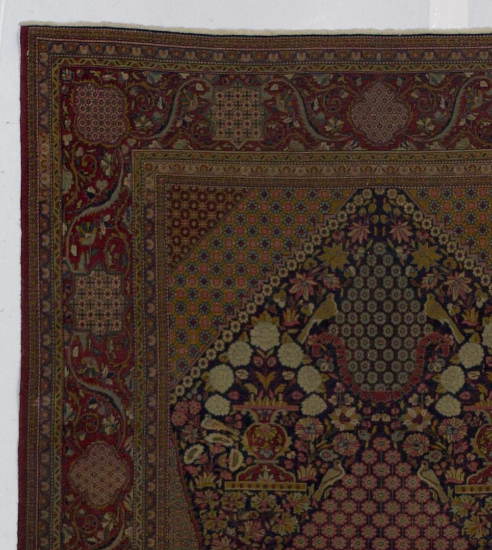 Antike persische Dabir Kashan Teppich 4'3