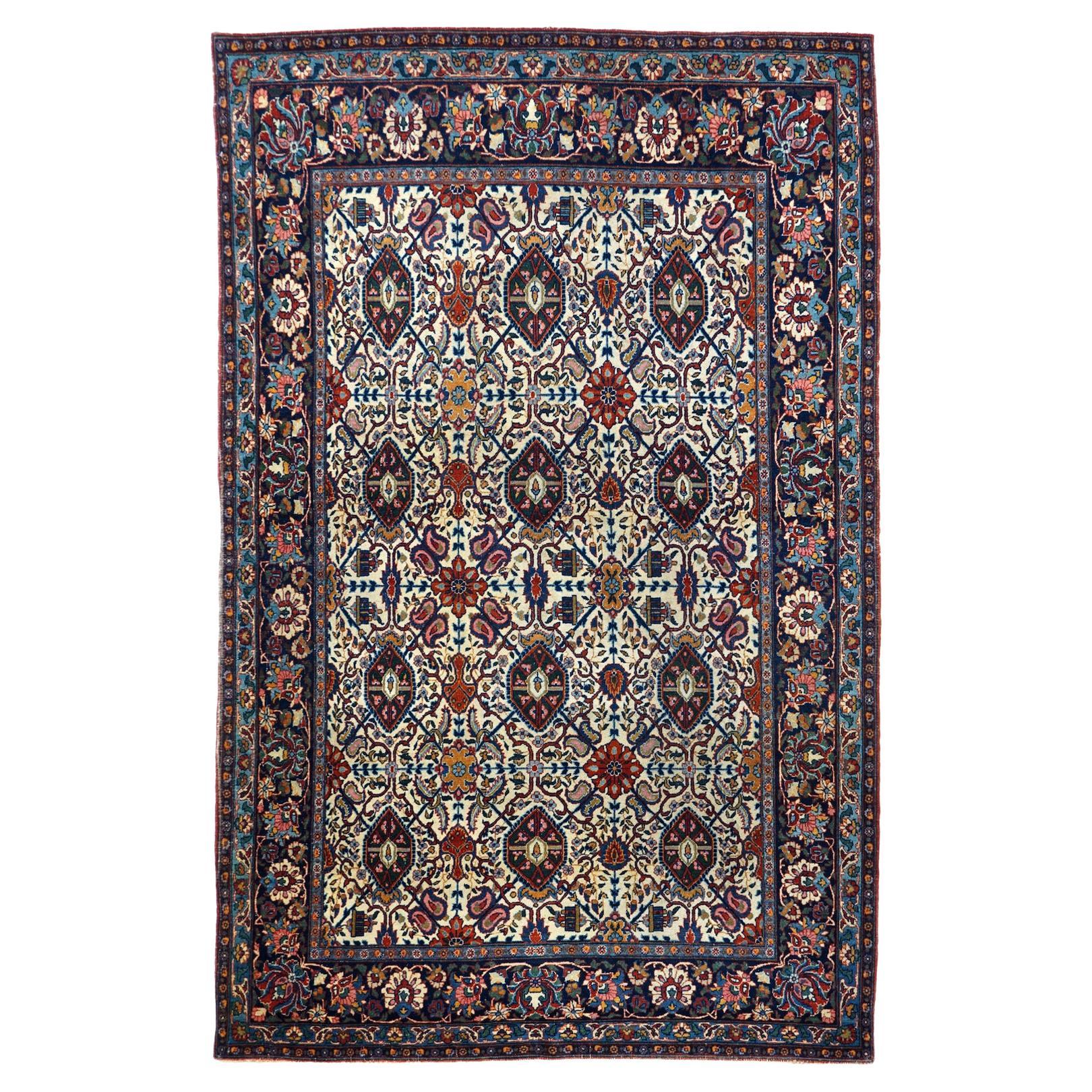 Antique Persian Dabir Kashan Rug 4'4'' x 6'10''