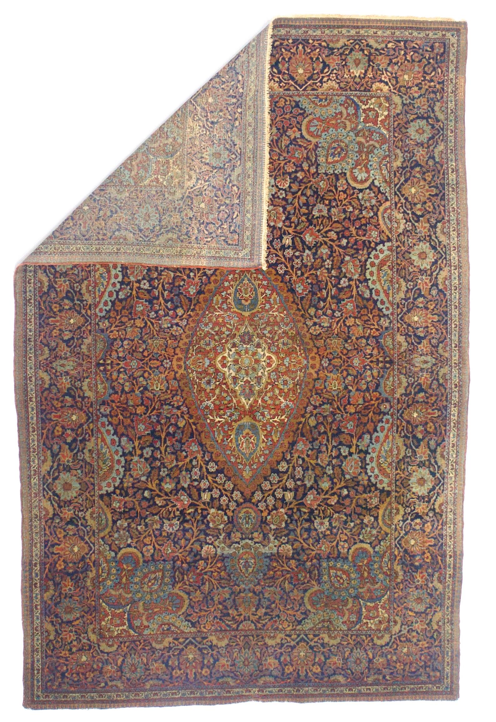 Tapis ancien persan Dabir Kashan 4'4