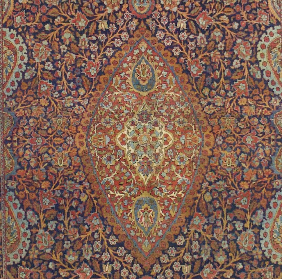 Noué à la main Tapis ancien persan Dabir Kashan 4'4