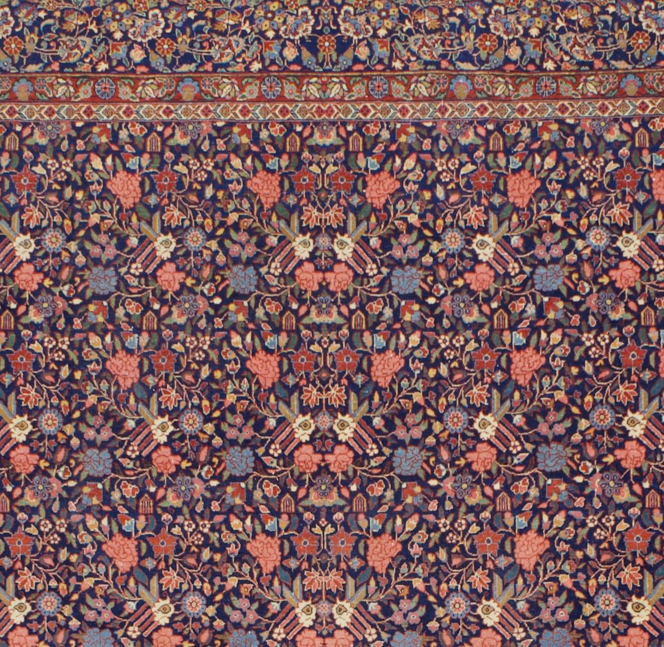 Antiker persischer Dabir Kashan Teppich 8'7 x 11'4 (Handgeknüpft) im Angebot