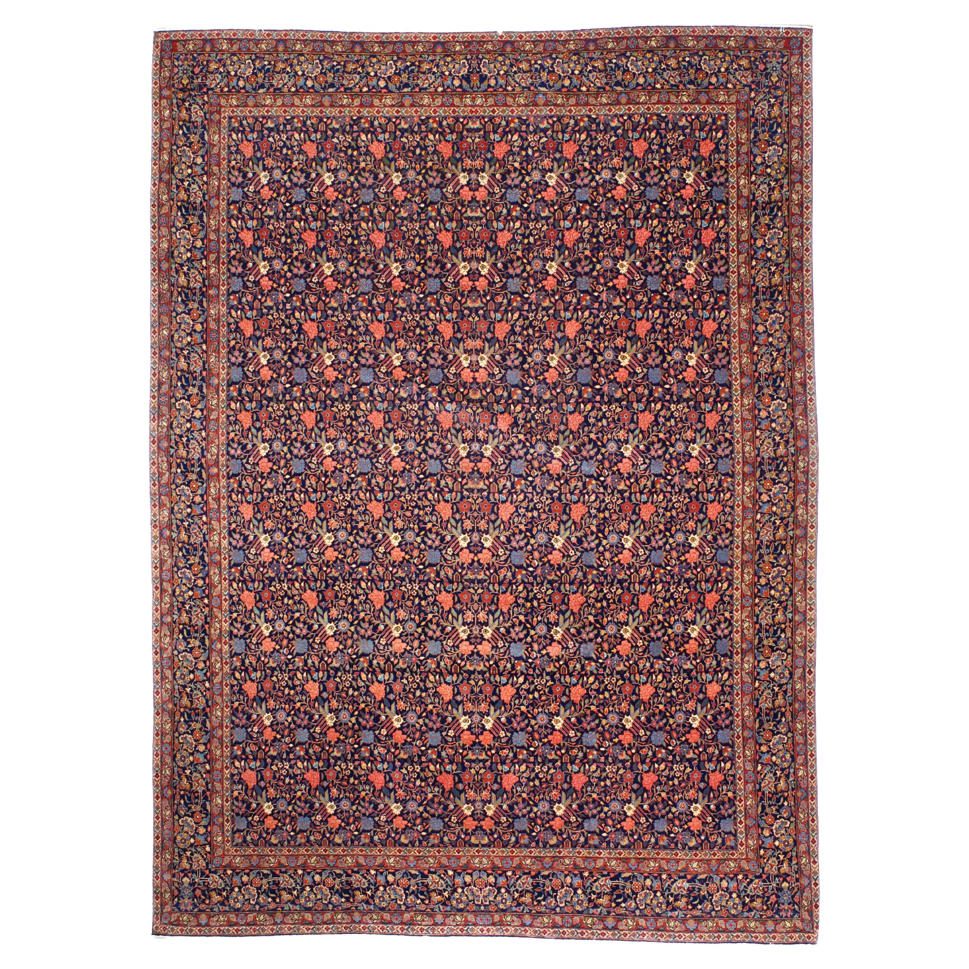 Antique Persian Dabir Kashan Rug 8’7” x 11’4”