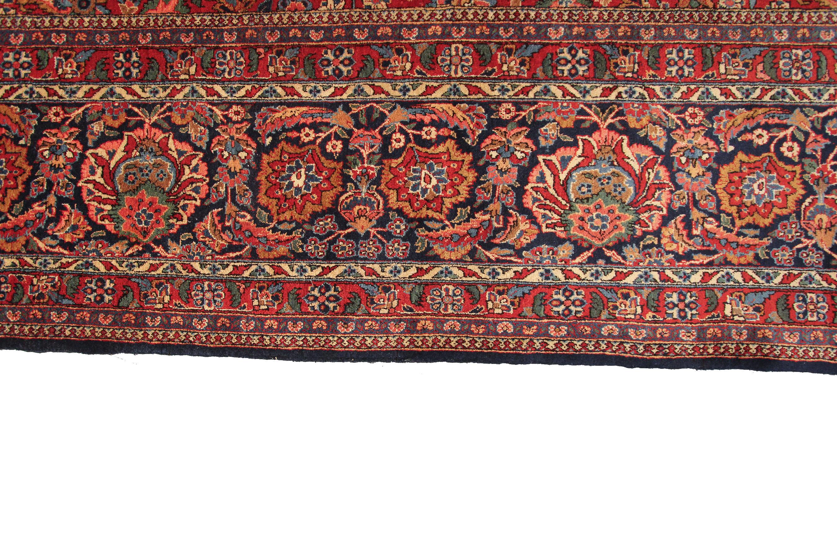 Antique Persian Dabir Kashan Rug Kork Wool Geometric Overall For Sale 5