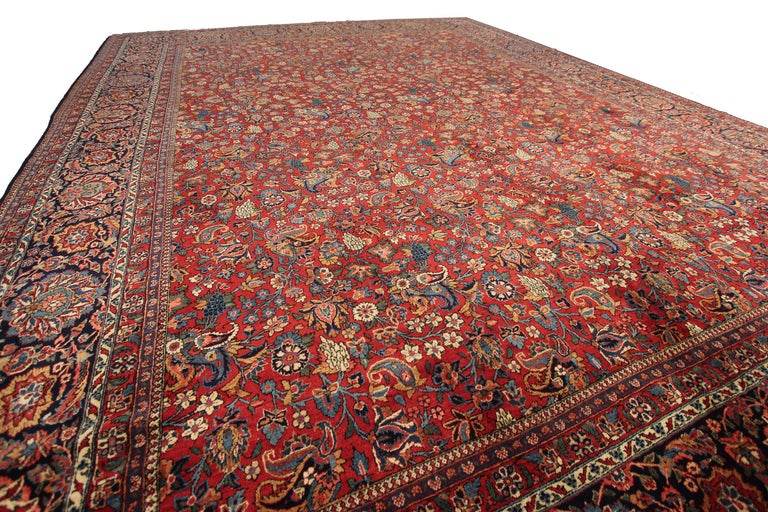 Rare Antique Dabir Kashan Rug Fine Kork Wool Rare Allover Rare Red 

11 x 14 336cm x427cm Circa 1900


