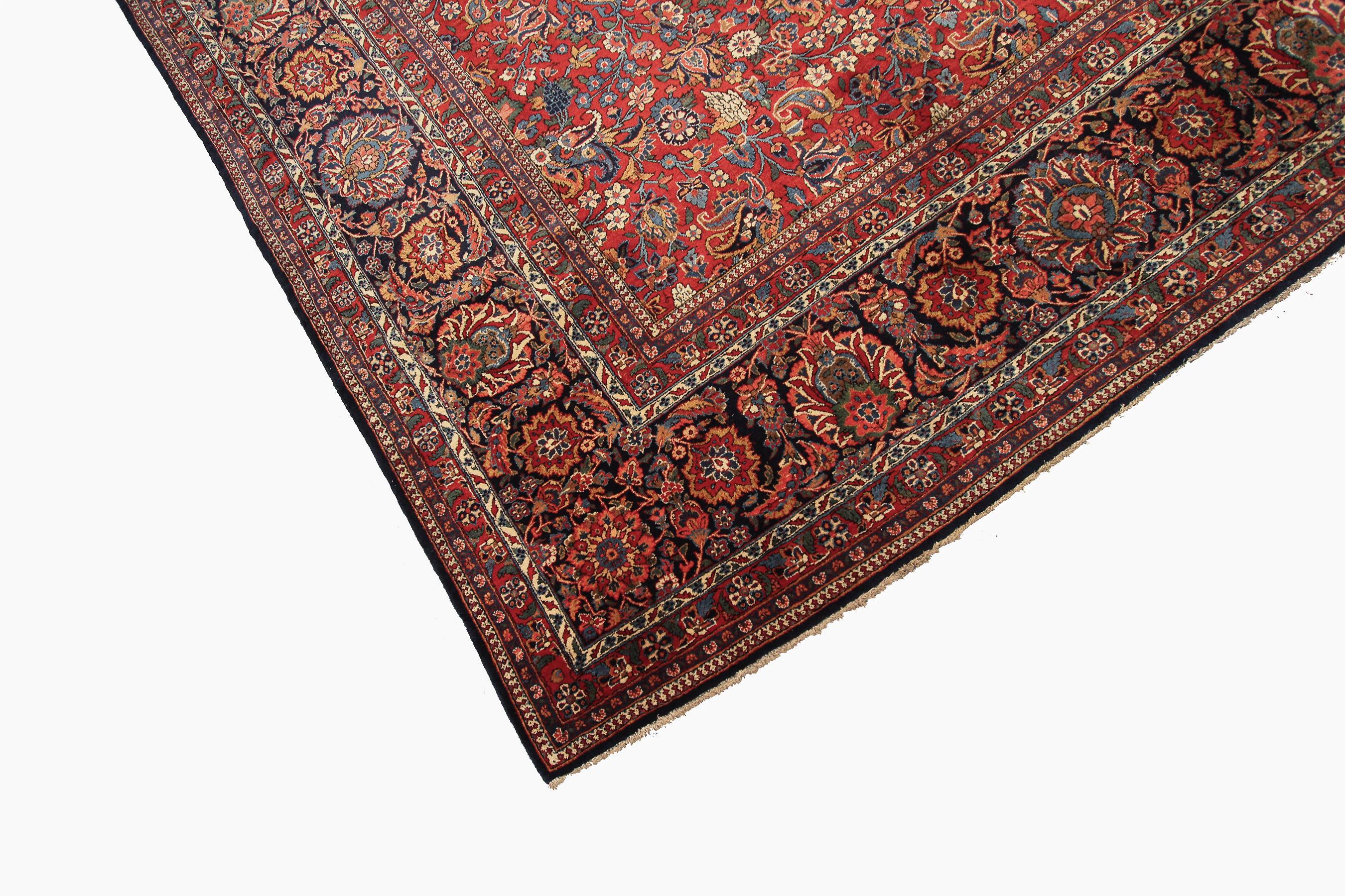 Antique Persian Dabir Kashan Rug Kork Wool Geometric Overall For Sale 1