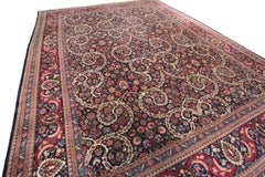 Antique Persian Dabir Kashan Rug Kork Wool Geometric Overall 11x14 Blue