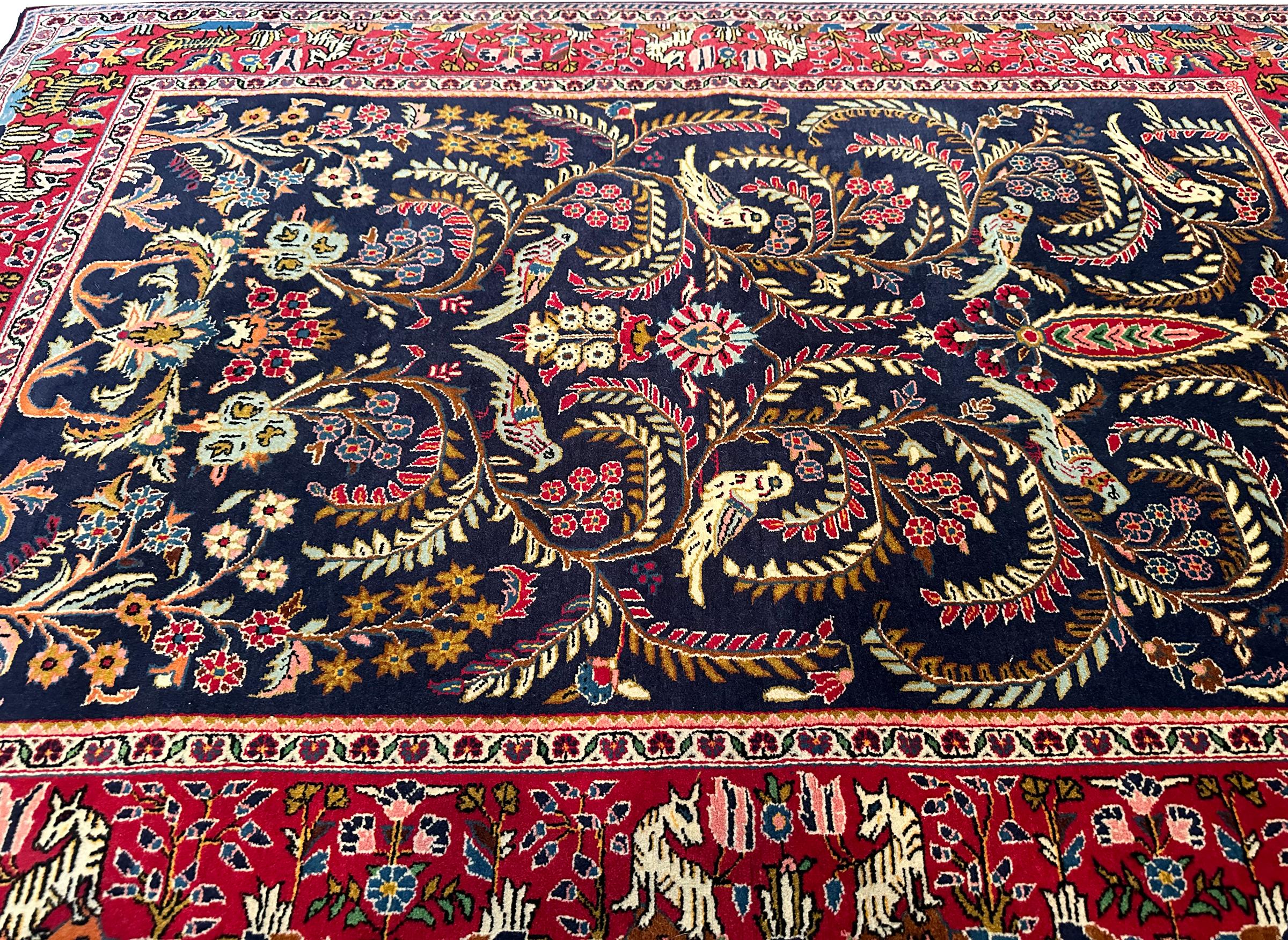 Antike persische Dabir Kashan Teppich Kork Wolle Overall 4x6 Blau

3'10