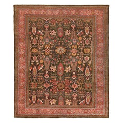 Antique Persian Dark Green Sultanabad Rug. Size: 8 ft 9 in x 10 ft 8 in