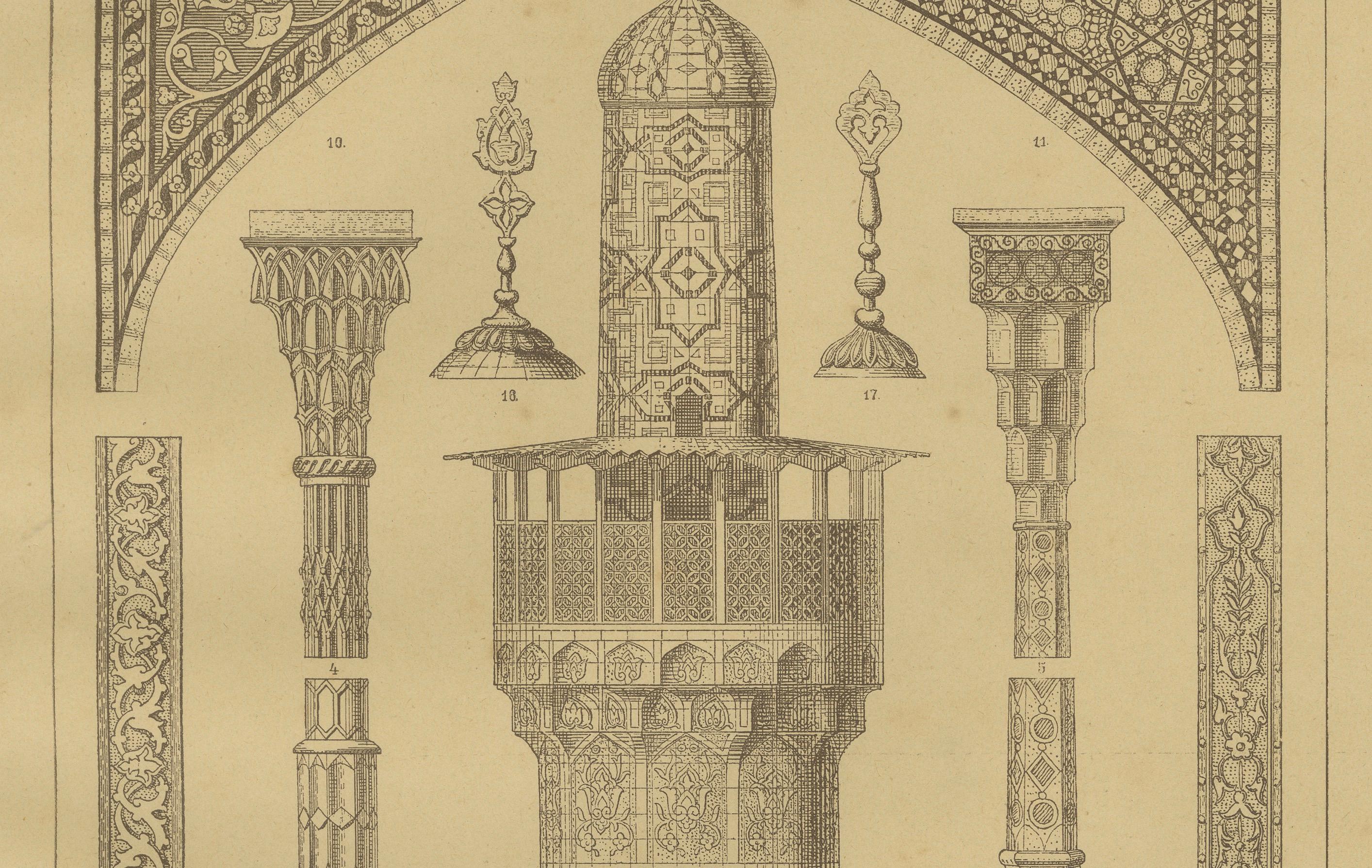 Anciennes estampes d'art décoratif persan : architecture, céramique et textiles, 1887 en vente 6