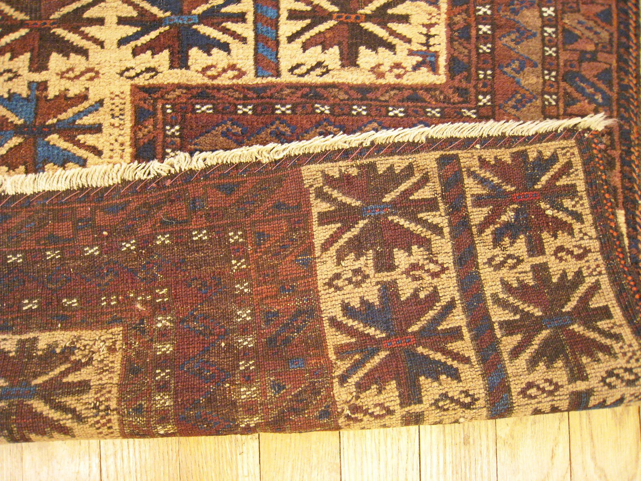 Antique Persian Decorative Oriental Belouch Rug in Small Size For Sale 3