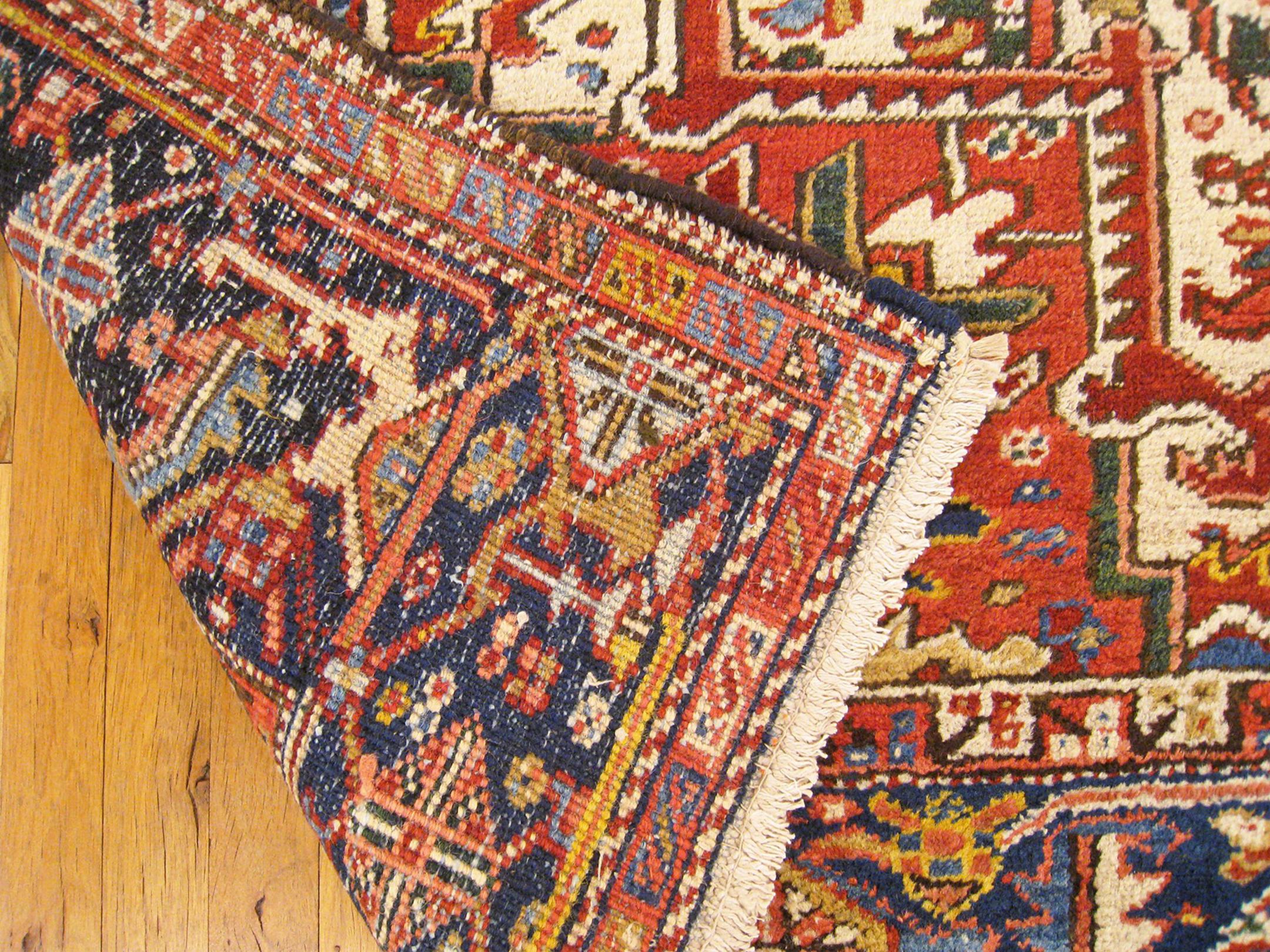 Antique Persian Decorative Oriental Heriz Rug in Room Size For Sale 4