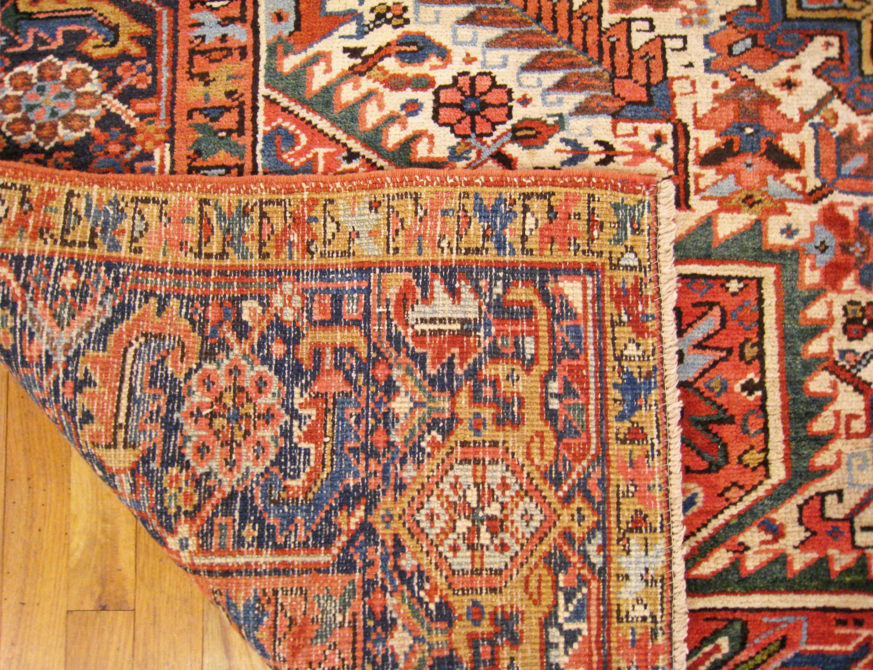 Antique Persian Decorative Oriental Heriz Rug in Room Size For Sale 4