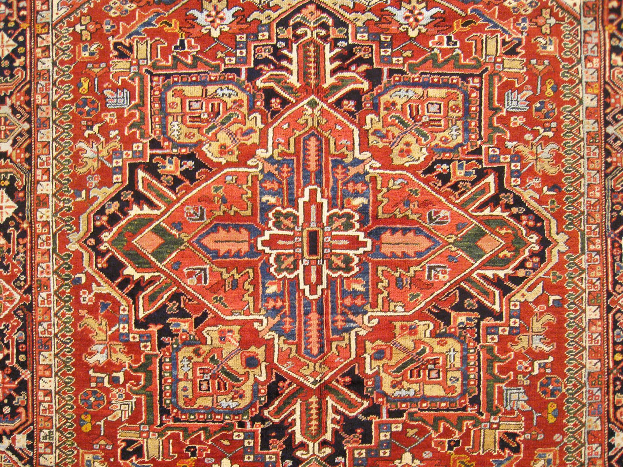 Mid-20th Century  Antique Persian Decorative Oriental Heriz Rug in Room Size For Sale