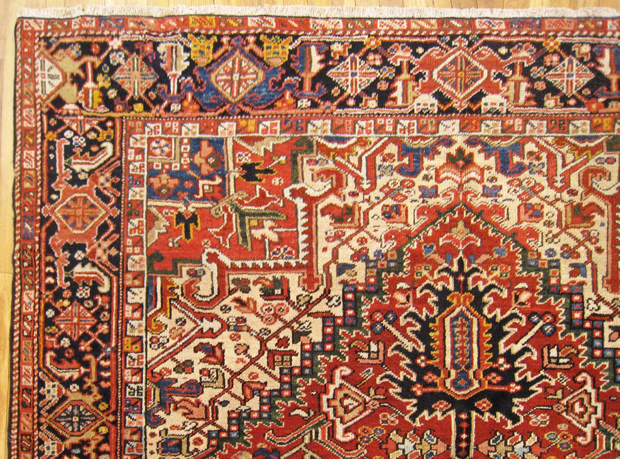Wool  Antique Persian Decorative Oriental Heriz Rug in Room Size For Sale