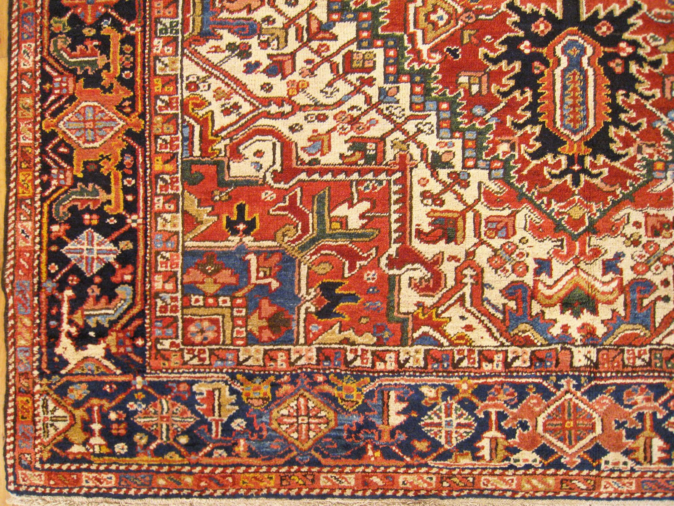  Antique Persian Decorative Oriental Heriz Rug in Room Size For Sale 2