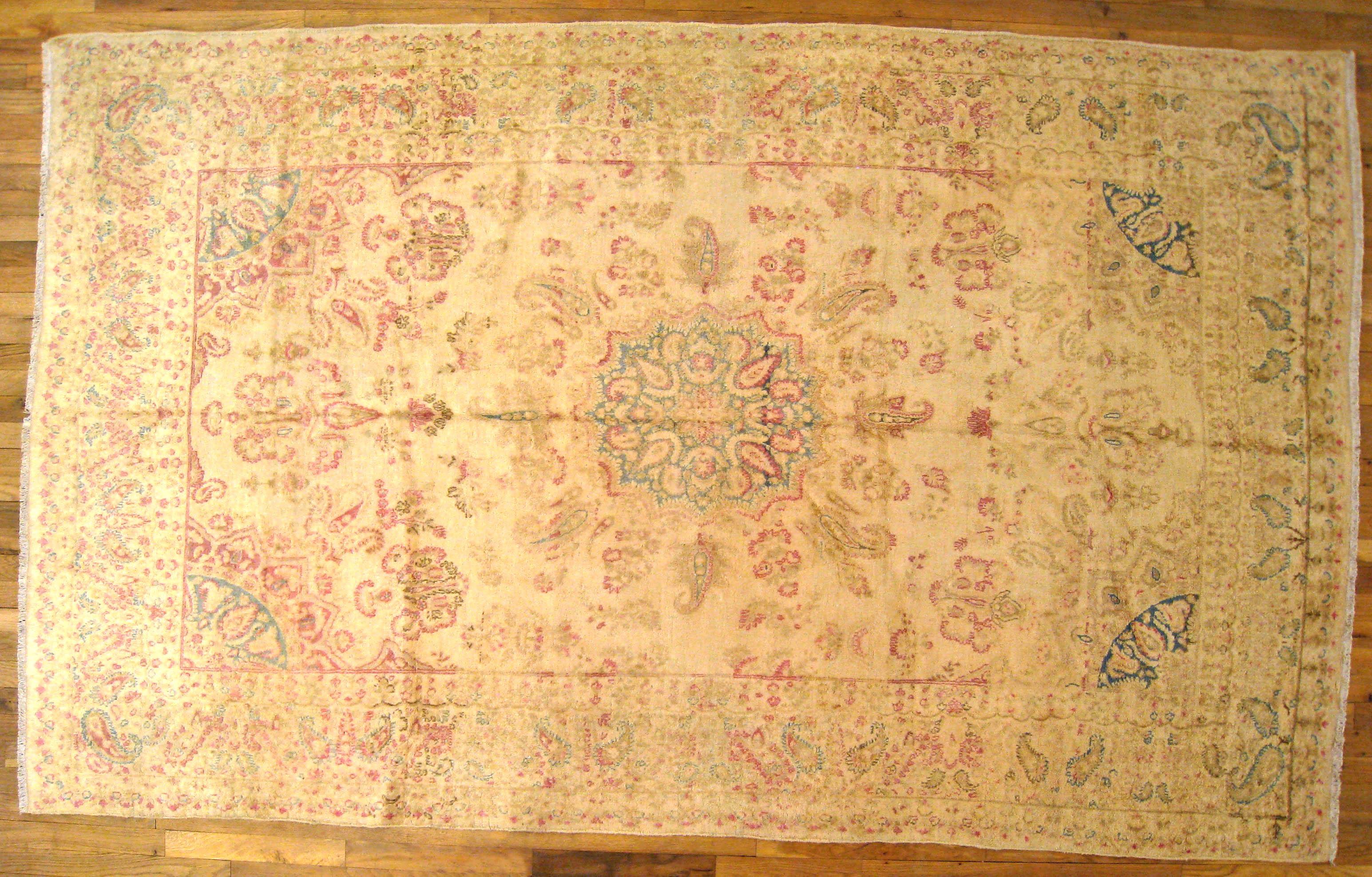 Wool Antique Persian Decorative Oriental Kerman Rug in Room Size  For Sale