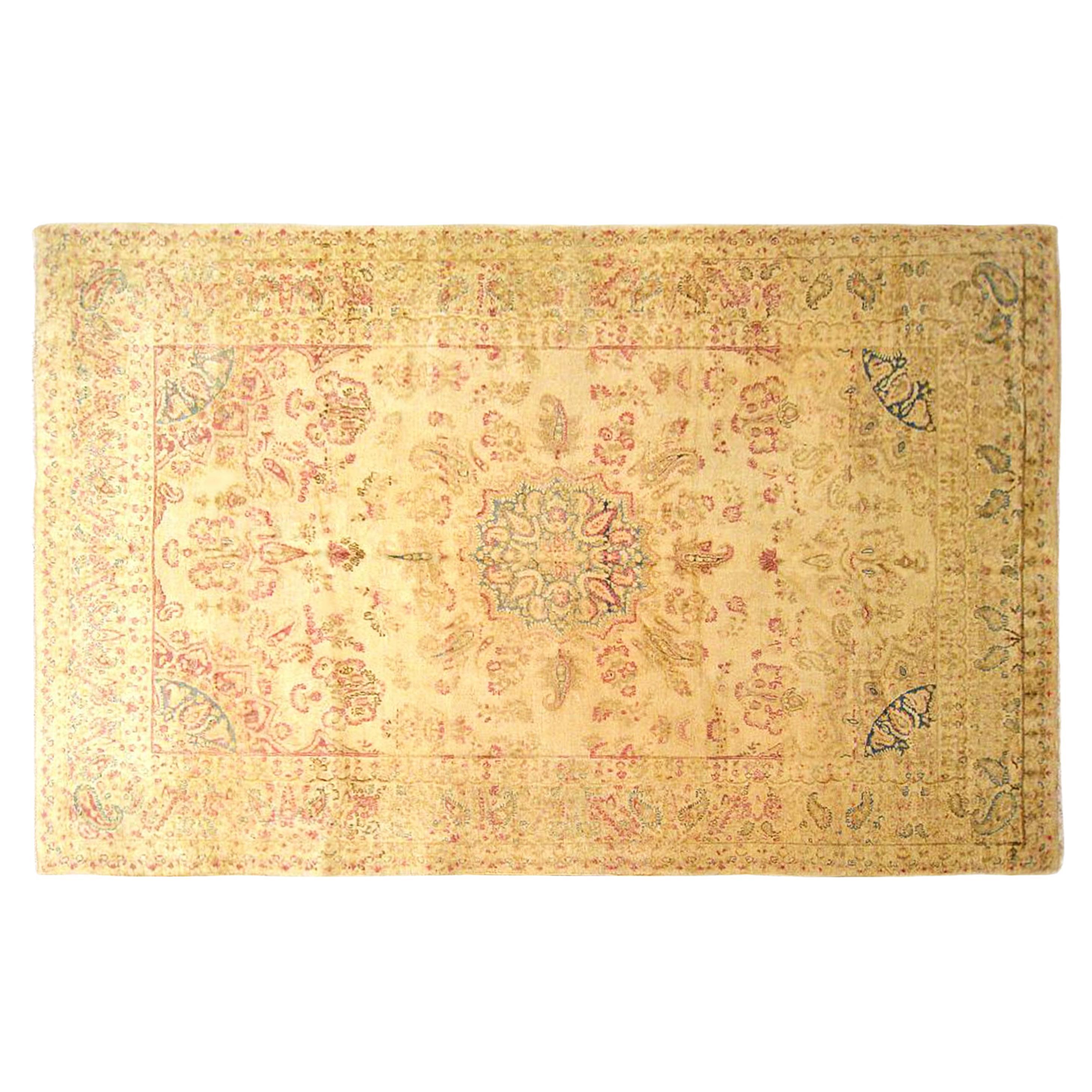Antique Persian Decorative Oriental Kerman Rug in Room Size 