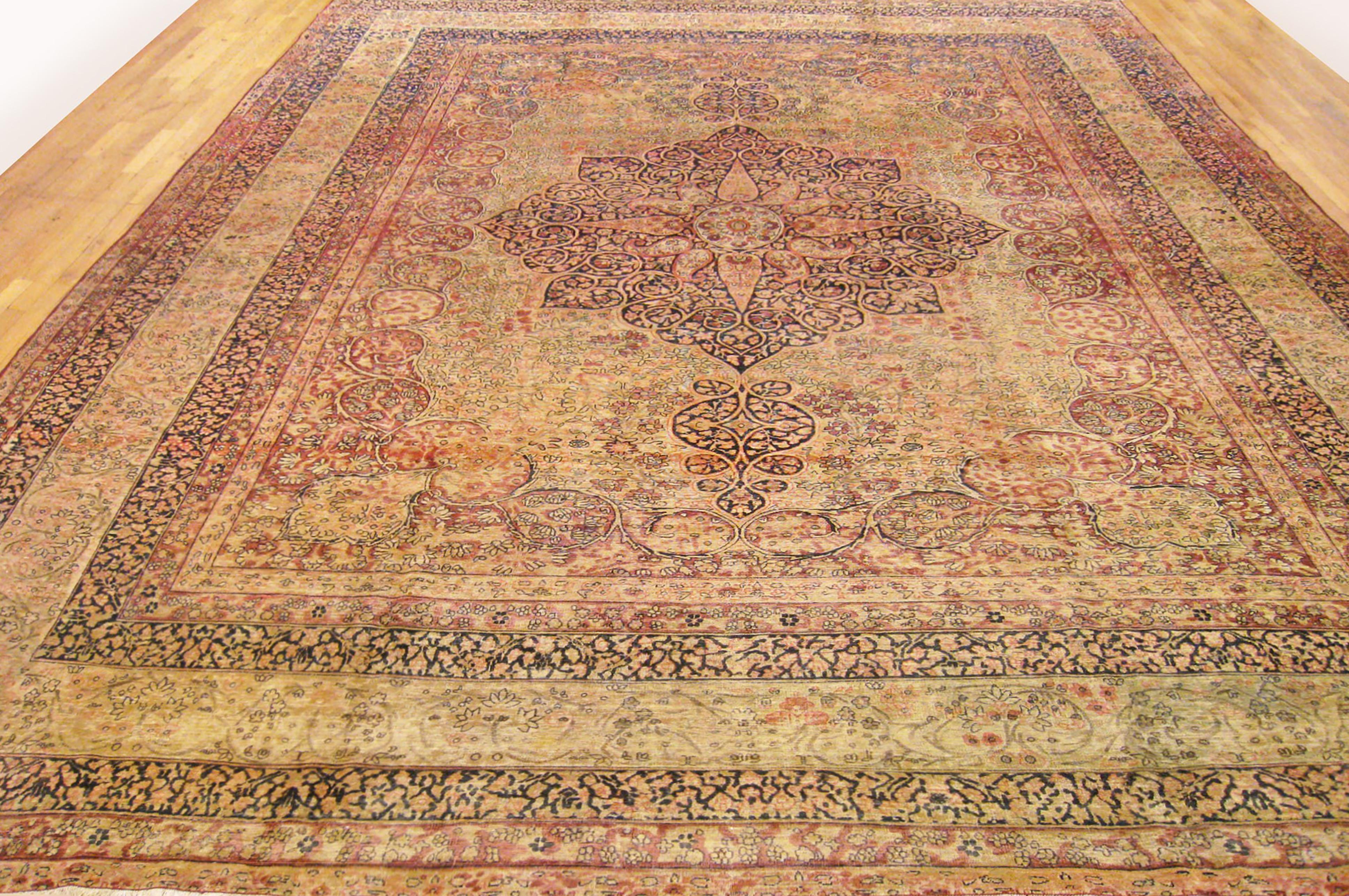 Hand-Knotted Antique Persian Decorative Oriental Lavar Rug in Large Size  For Sale