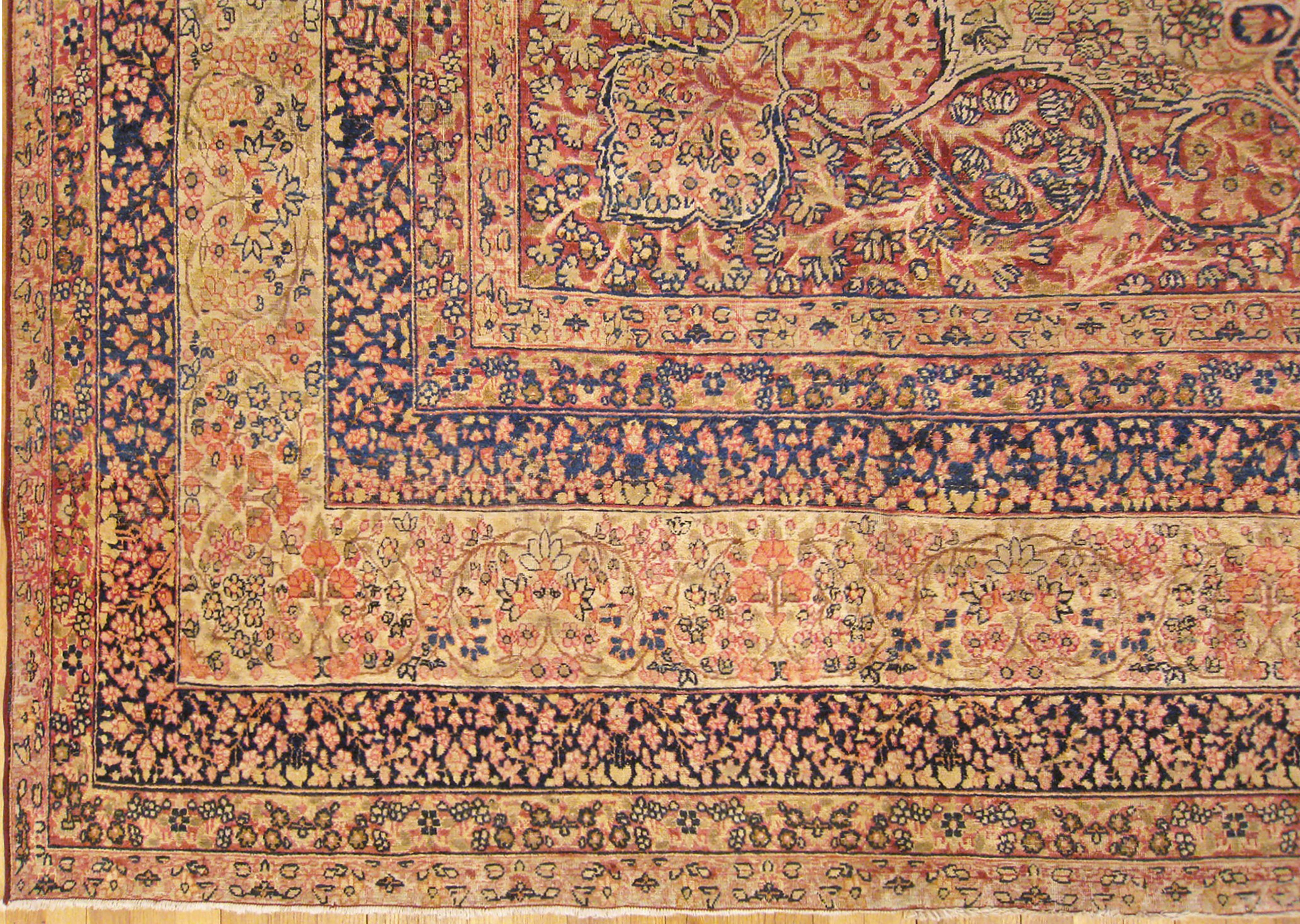Antique Persian Decorative Oriental Lavar Rug in Large Size  In Fair Condition For Sale In New York, NY