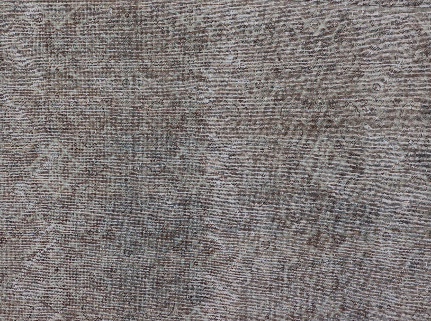 Antique Persian Distressed Mahal Rug in Warm Earthy Tones with All-Over Design 3