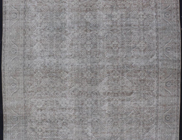 Antique Persian Distressed Mahal Rug in Warm Earthy Tones with All-Over ...