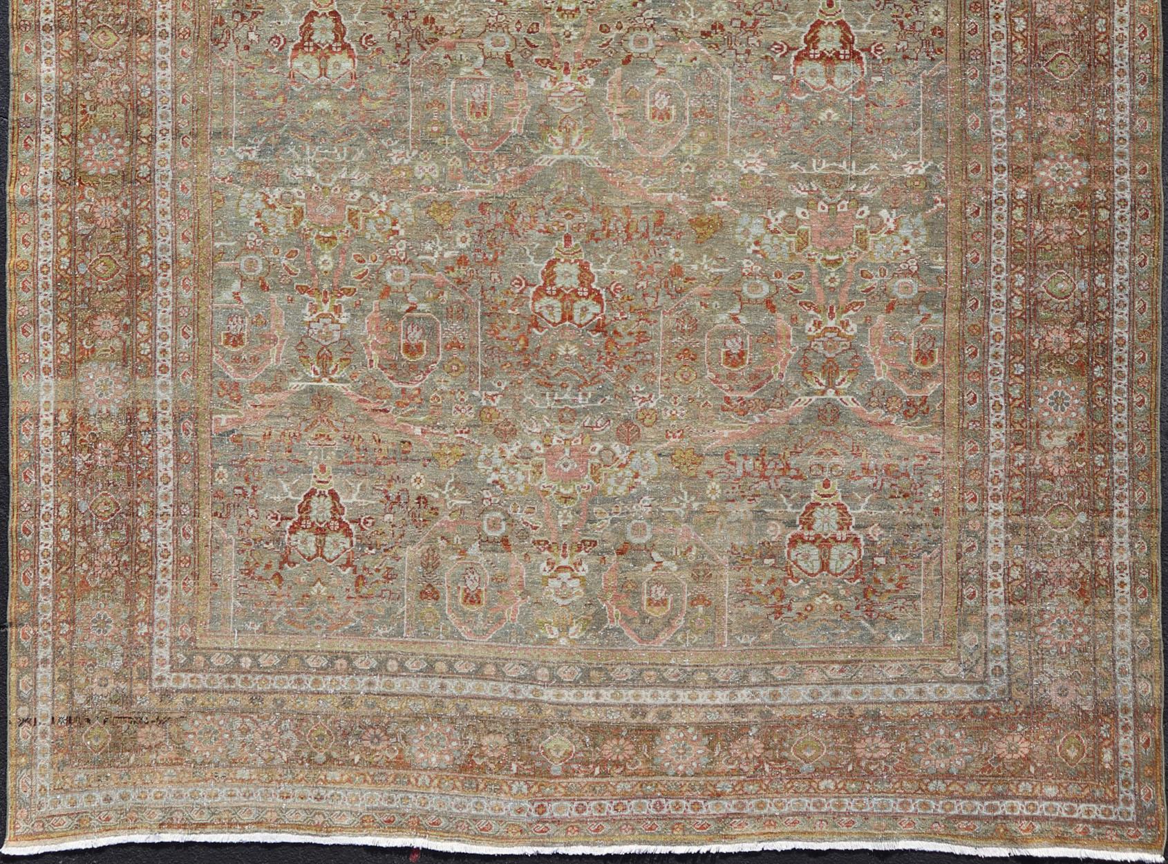 Beautiful Sultanabad antique rug from Persia with all-over geometric design, rug DAN-1701, country of origin / type: Iran / Mahal, circa 1910

Measures: 10'7 x 16'4

This beautiful distressed antique Persian Sultanabad rug features an all-over