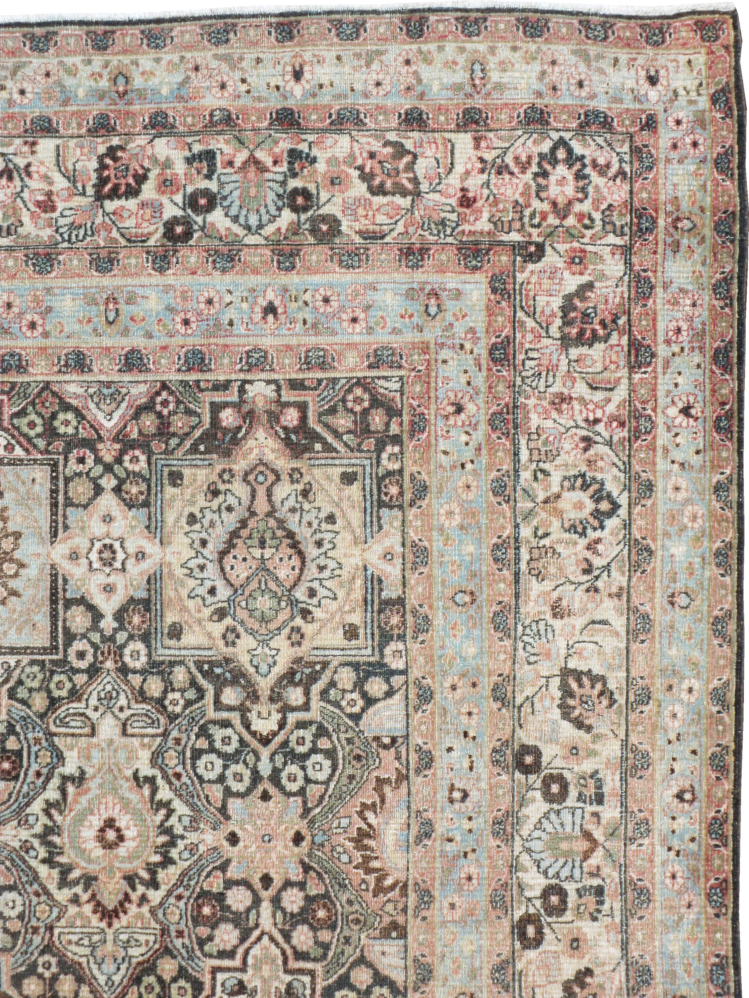 Hand-Knotted Antique Persian Dorokhsh Carpet For Sale