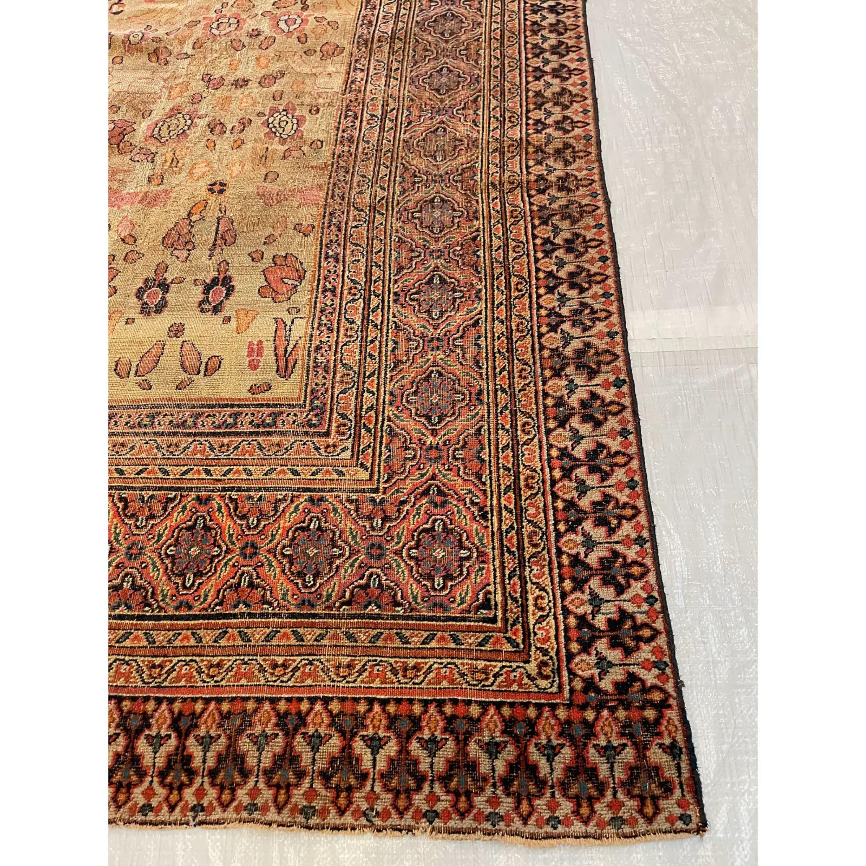 Early 20th Century Antique Persian Dorokhsh Rug - 8′10″ × 11′7″ For Sale