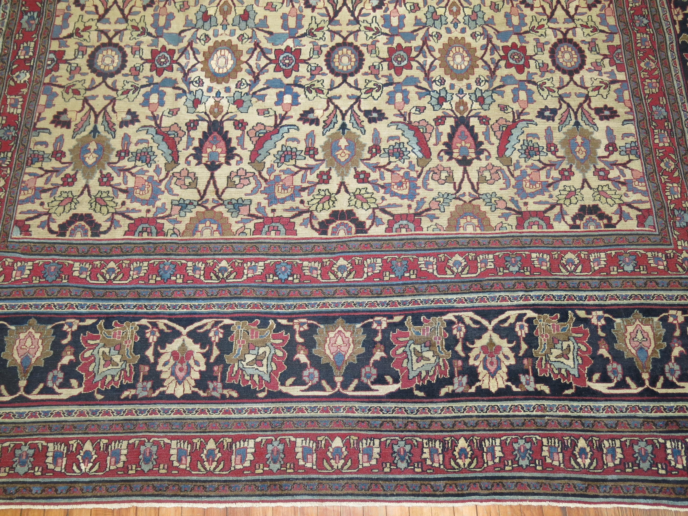 Wool Late 19th Century Antique Persian Doroksh Carpet For Sale