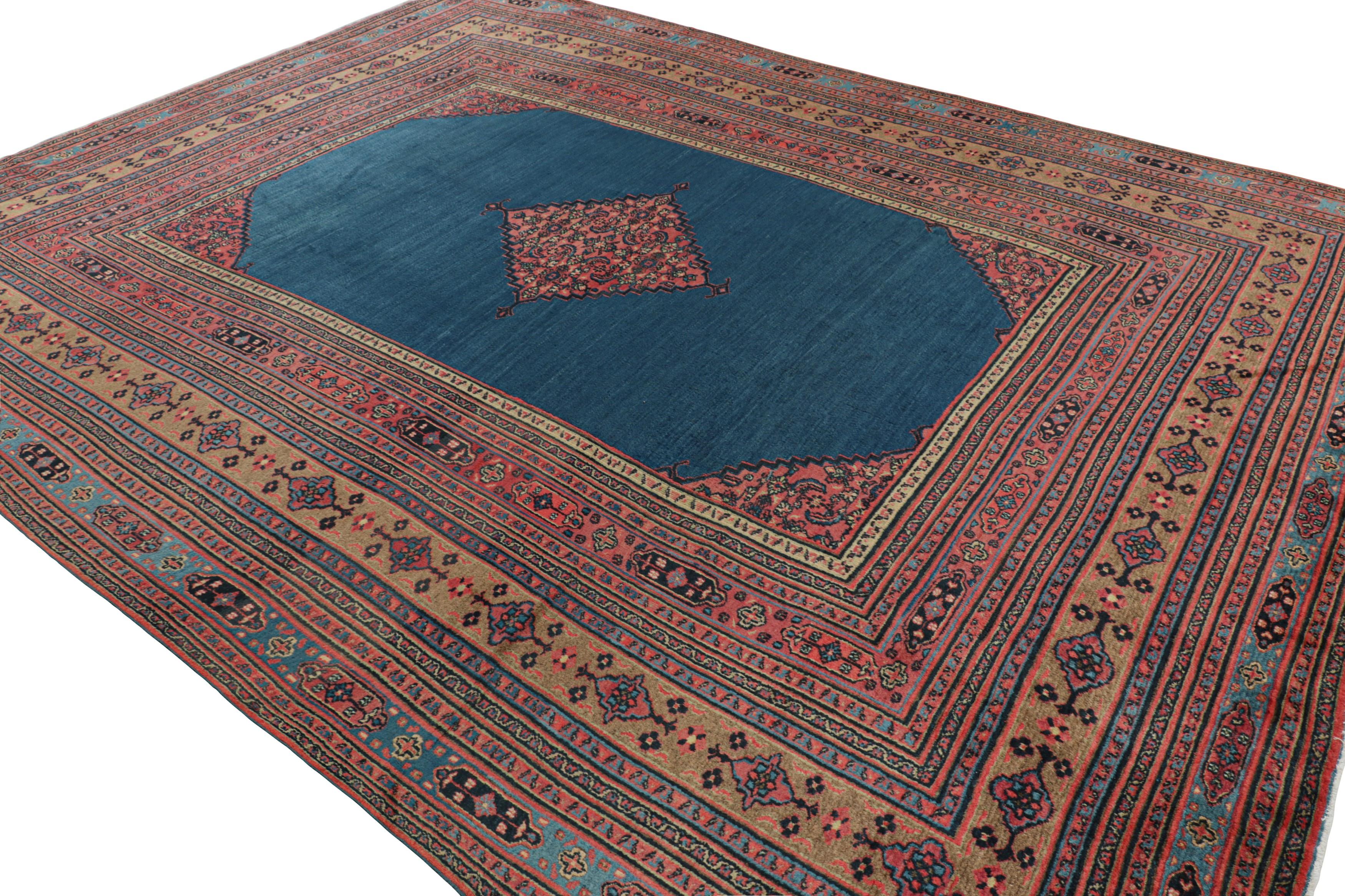 Early 20th Century Antique Persian Doroksh Rug in Teal Blue with Diamond Medallion - Rug & Kilim For Sale