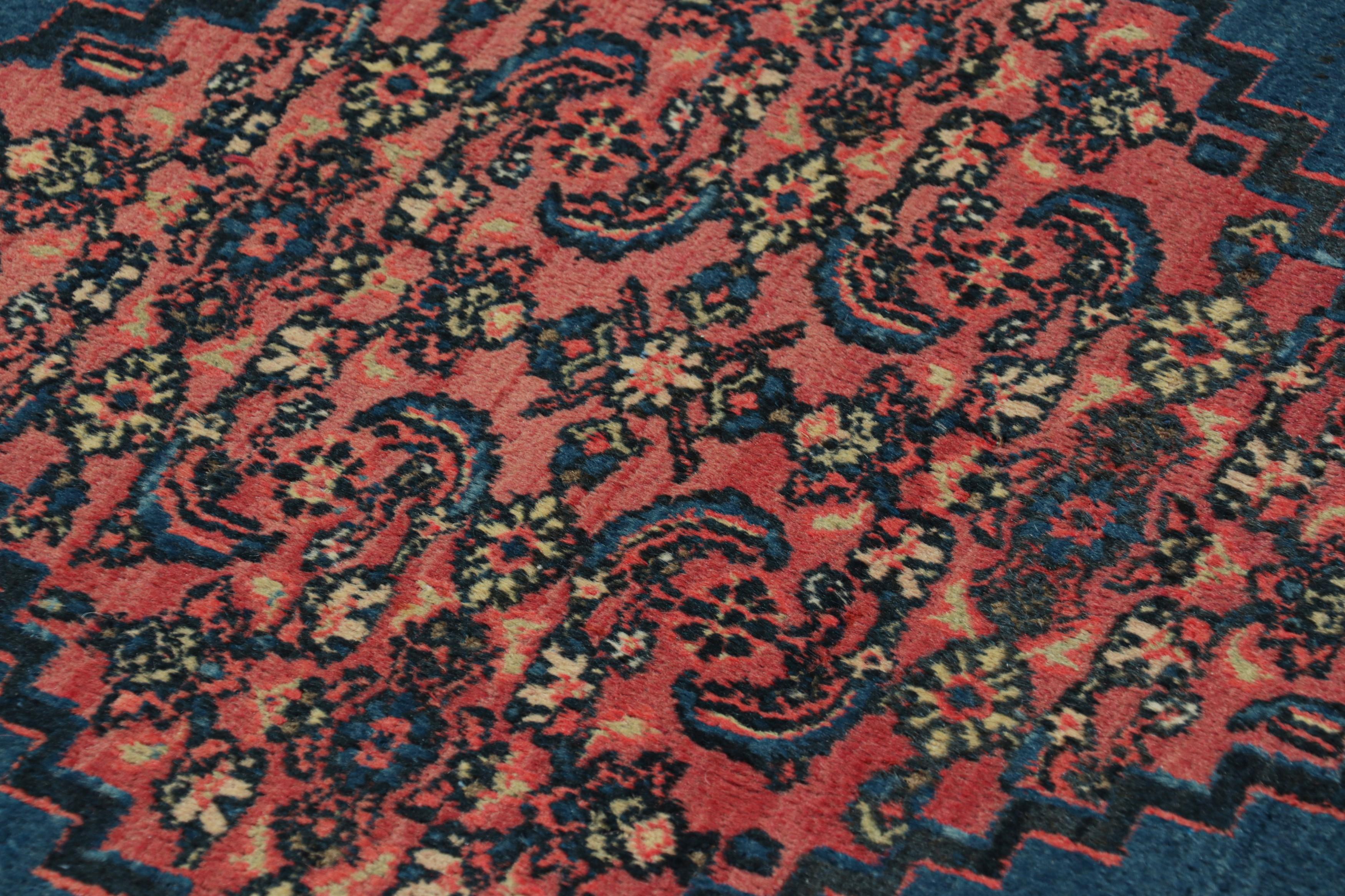 Antique Persian Doroksh Rug in Teal Blue with Diamond Medallion - Rug & Kilim For Sale 2