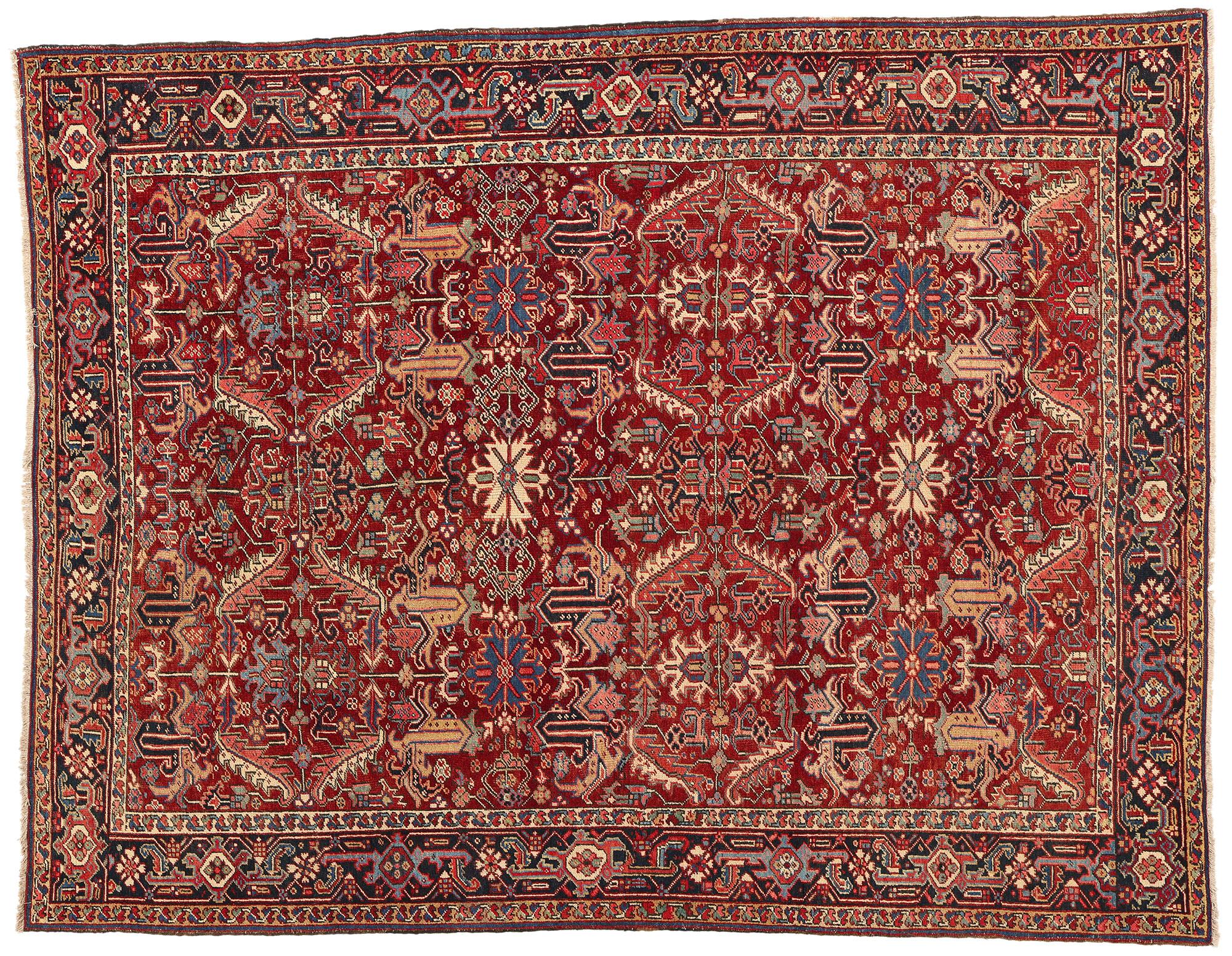 Antique Persian Dragon Serapi Heriz Carpet For Sale 3